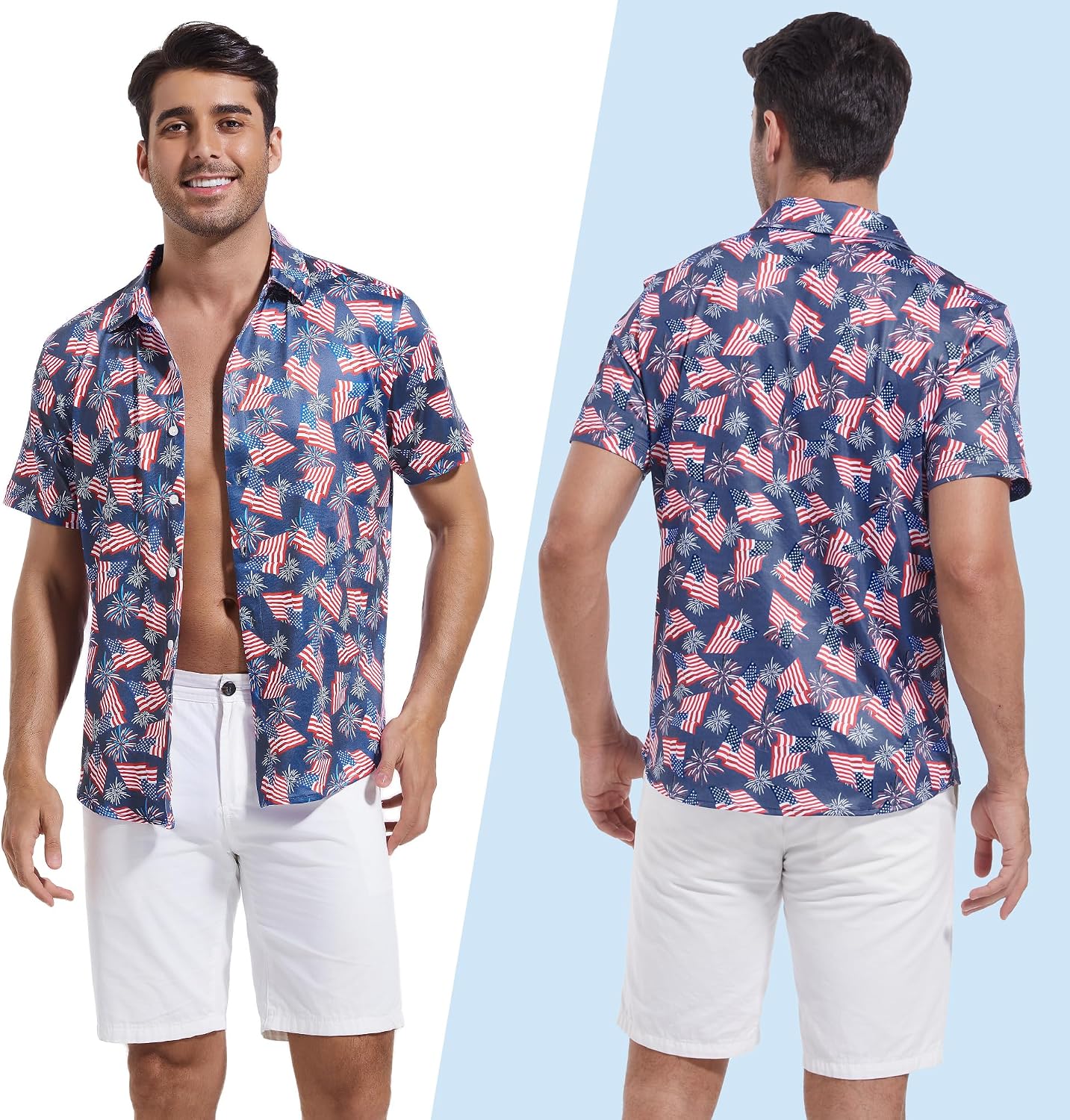 FT FENTENG Mens Hawaiian Shirts Regular Fit Short Sleeve Casual Button Down Summer Tropical Beach Shirts
