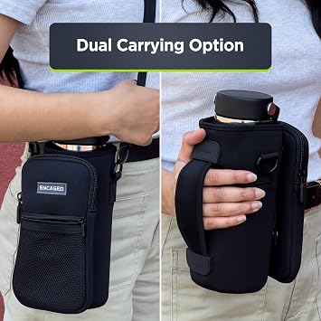 Insulated Carrier Bag Designed for YETI Rambler 36oz Water Bottle with Large Storage Pocket, Hand Strap and Padded Shoulder Sling, Travel Sleeve for Phone Storage and Accessories (Neoprene)