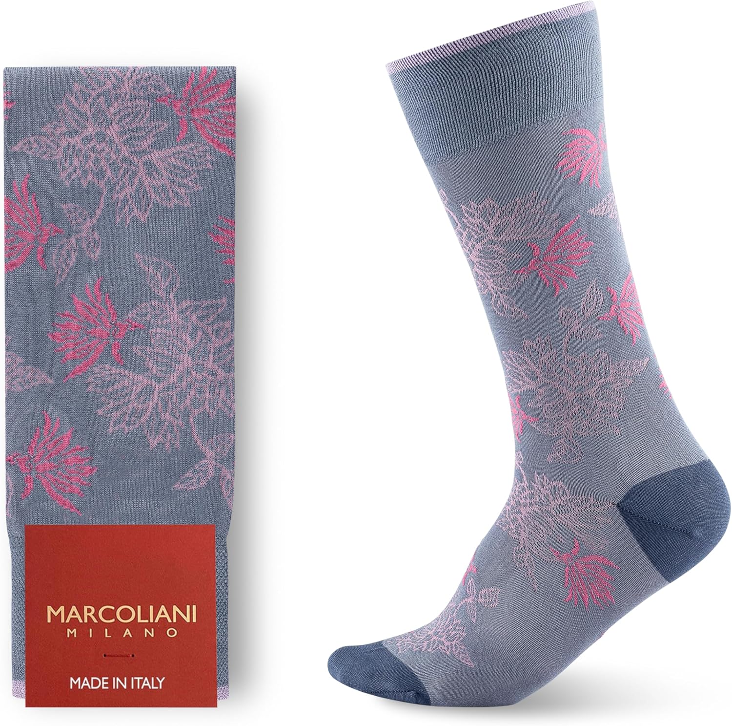 Marcoliani Milano Made in Italy - Mens Dress Socks | Ultra soft and cool Punjab Flower Style