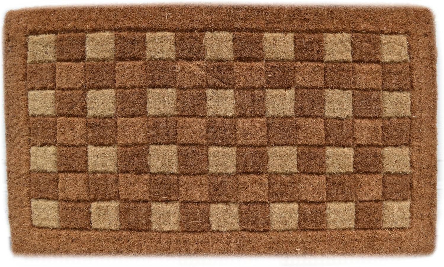 Imports Decor Traditional Coir Doormat, Checkerboard Pattern, 18-Inch by 30-Inch