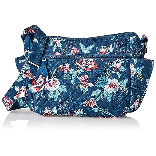 Vera Bradley Women's Cotton on the Go Crossbody Purse, Rose Toile - Recycled Cotton, One Size