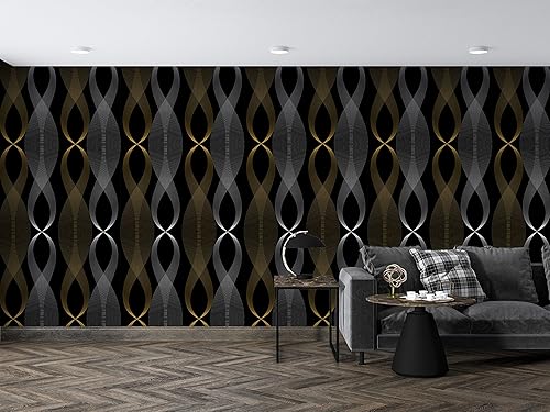 Miniatura 5 de JLHOUSE Papel tapiz de vinilo para despegar y pegar, diseño floral de damasco, autoadhesivo, extraíble, impermeable, para sala de estar, 17.7 x