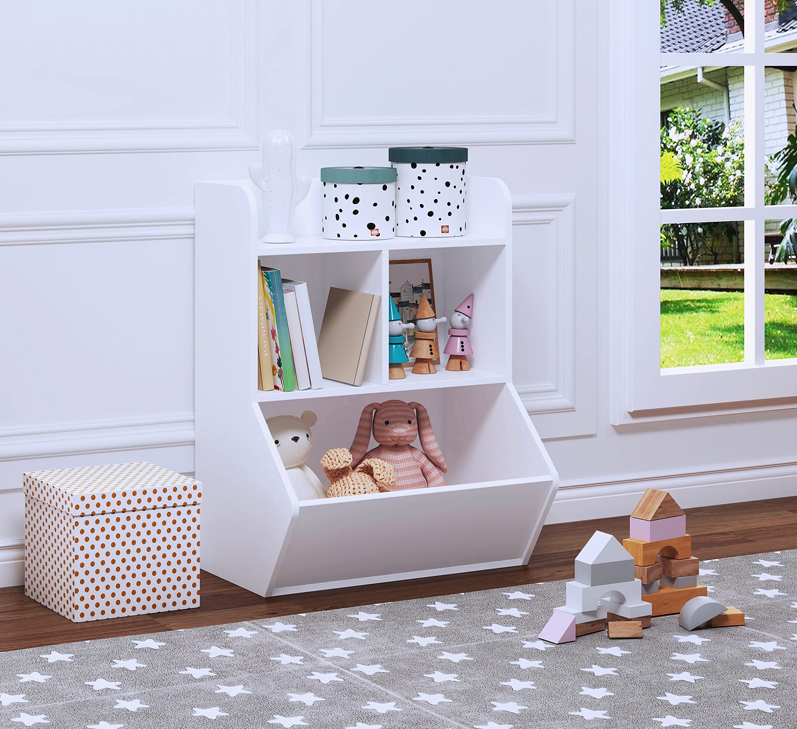 UTEX Toy Storage Organizer, 40" Kids Toy Storage Cubby with Bins,Toy Boxes and Storage for Playroom,Bedroom,Nursery School,White