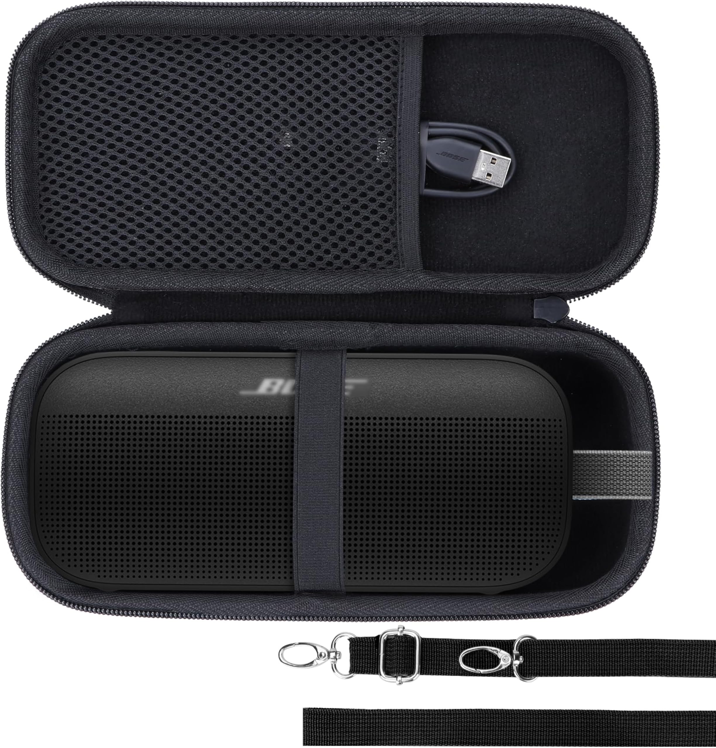 travel carry case cover compatible with bose new soundlink flex 2nd gen (2024) | bose soundlink flex | tribit stormbox flow speaker (black)