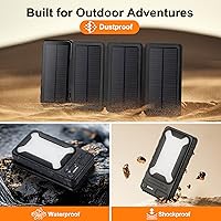 Vista 4 de EcoGreen Banco de energía solar de 10000 mAh con carga rápida de 18 W y linterna LED, 4 paneles solares plegables impermeables para senderismo
