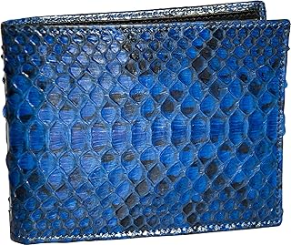 Portafoglio Uomo in Vera Pelle di Pitone Molurus Certificata CITES B/C - Blu Lucido - Made in Italy