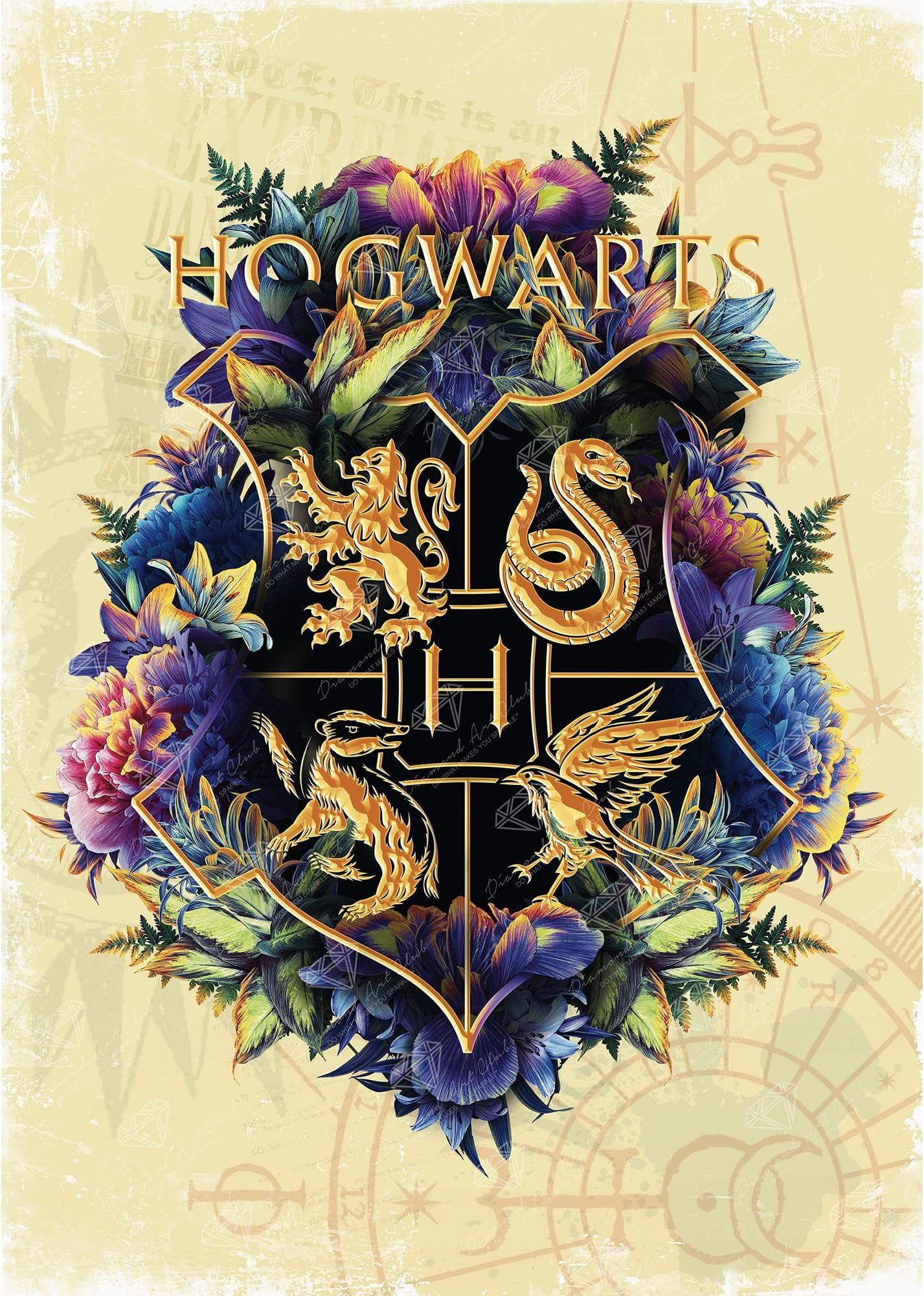 DIAMOND ART CLUB Hogwarts Crest - Fine Oddities Diamond Painting Kit, Fun DIY Crafts for Adults, Square Diamond Art Canvas, 17" x 24" (43 cm x 61 cm)