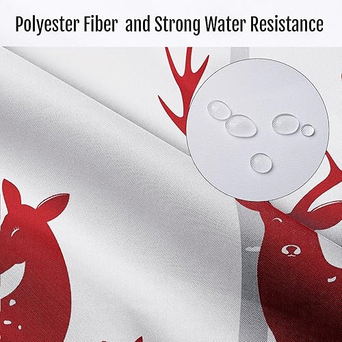 Miniatura 3 de Britimes Juego de cortinas de ducha de 4 piezas, árbol de abedul rojo de Navidad con alfombras antideslizantes, cubierta para tapa de inodoro y