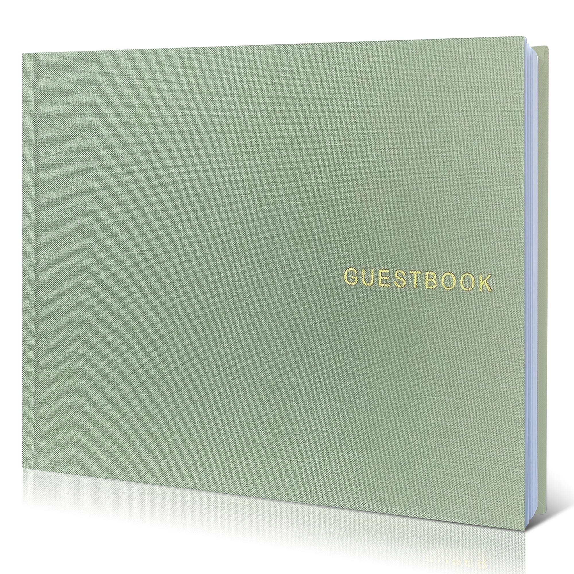 Weddinggiftswedding A-Sage Green Elegant Linen Wedding Guset Book - Polaroid Guest Book For Wedding Reception,Baby Shower,Bridal Shower And Special Events - 100 Blank Pages For Sign In And Photos (A-Sage Green)