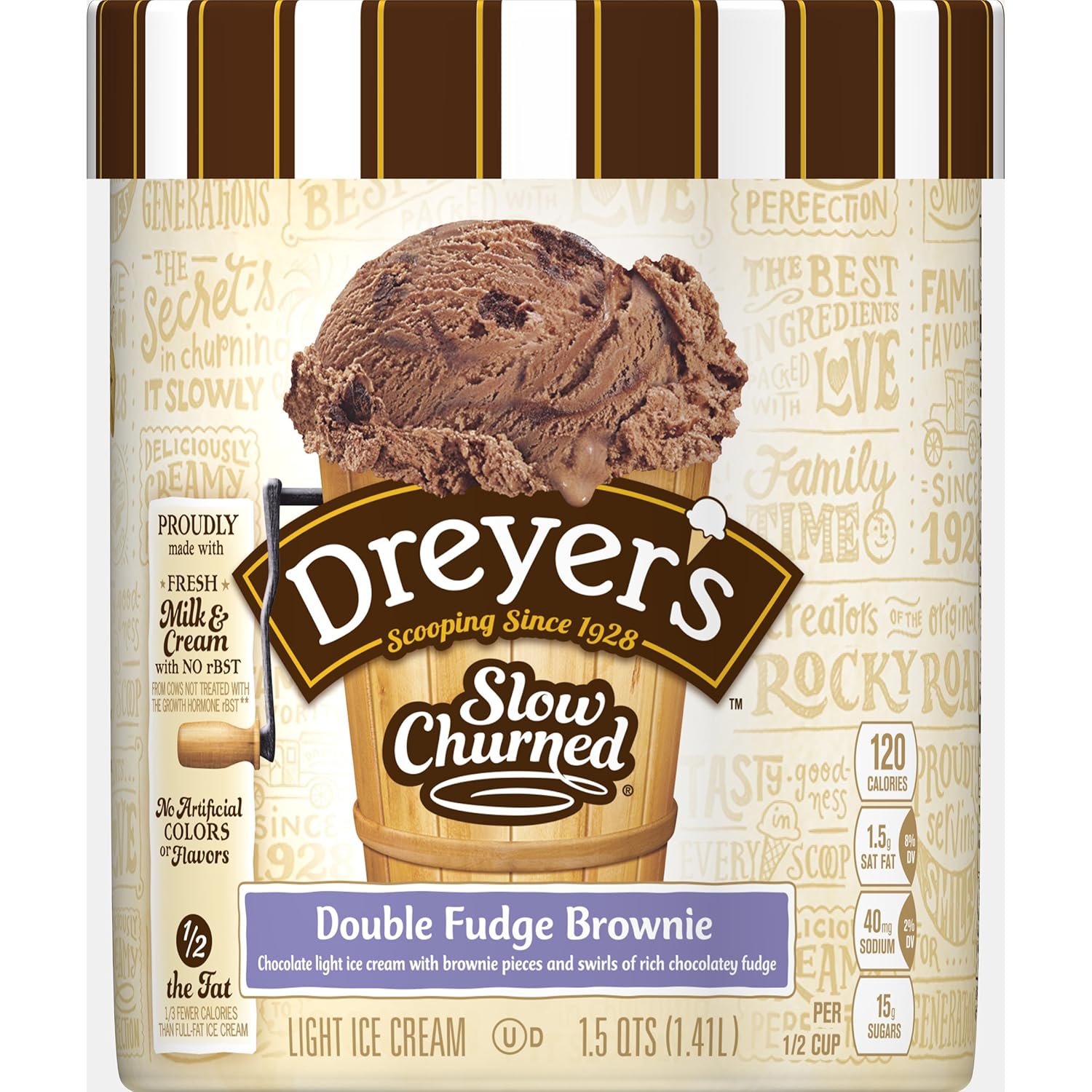 Dreyer's Slow Churned, Light Double Fudge Brownie Ice Cream