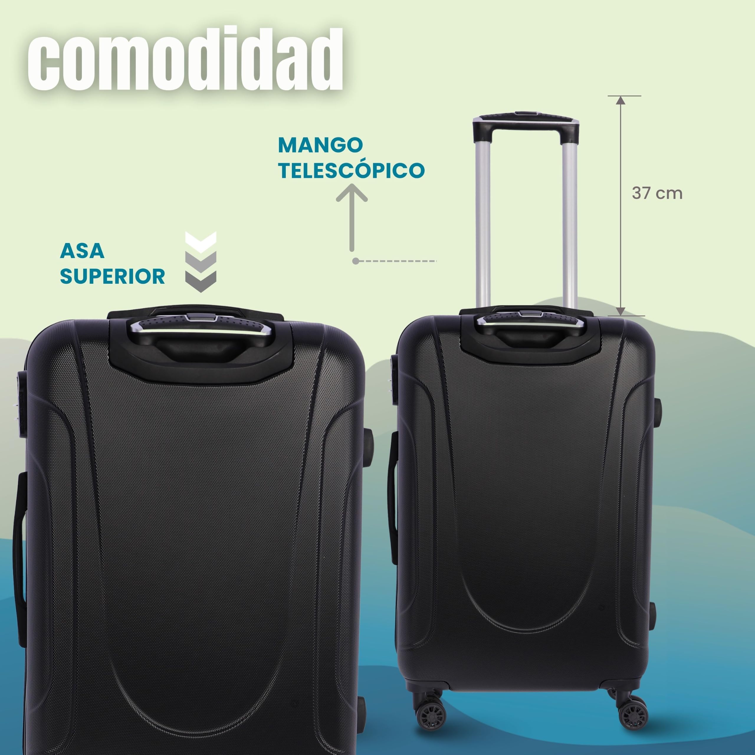 Coronel Tapioca Maleta Mediana 23 kg Maleta de Viaje Rígida con Cierre TSA | 4 Ruedas Dobles 360º, Candado Numérico y Asa Telescópica | Equipaje Resistente al Agua para Viajes en Avión