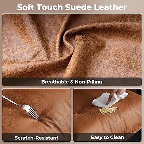 Miniatura 5 de ovios Silla ergonómica de oficina en casa, sillas modernas de piel sintética de mediados de siglo con cojines gruesos, cómodo sillón giratorio de