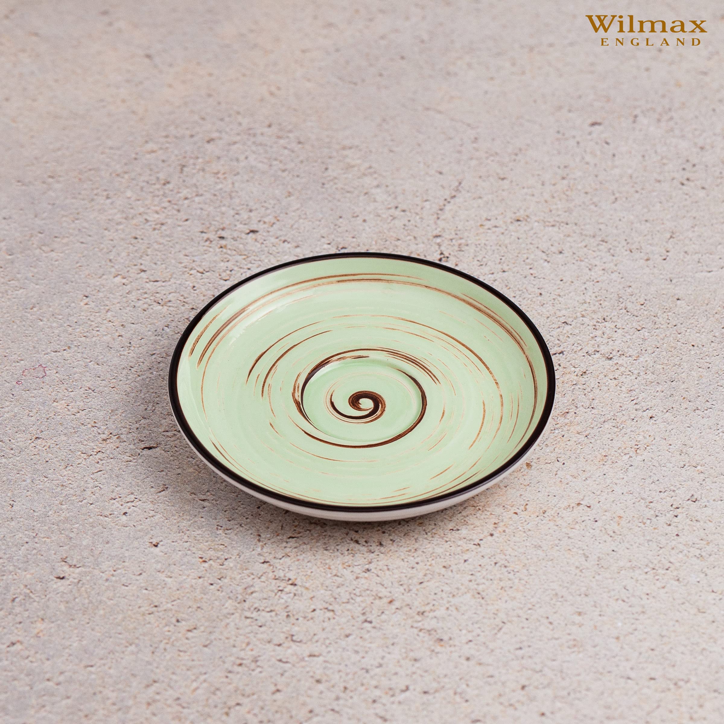 Wilmax | SPIRAL Tassen mit Untertassen | 6er-Set | 110 ml | Tassenset aus Porzellan | Becher Für Getränke, Desserts, Café | Modernes Design | Teetassen | Kaffeetassen | Spülmaschinenfest