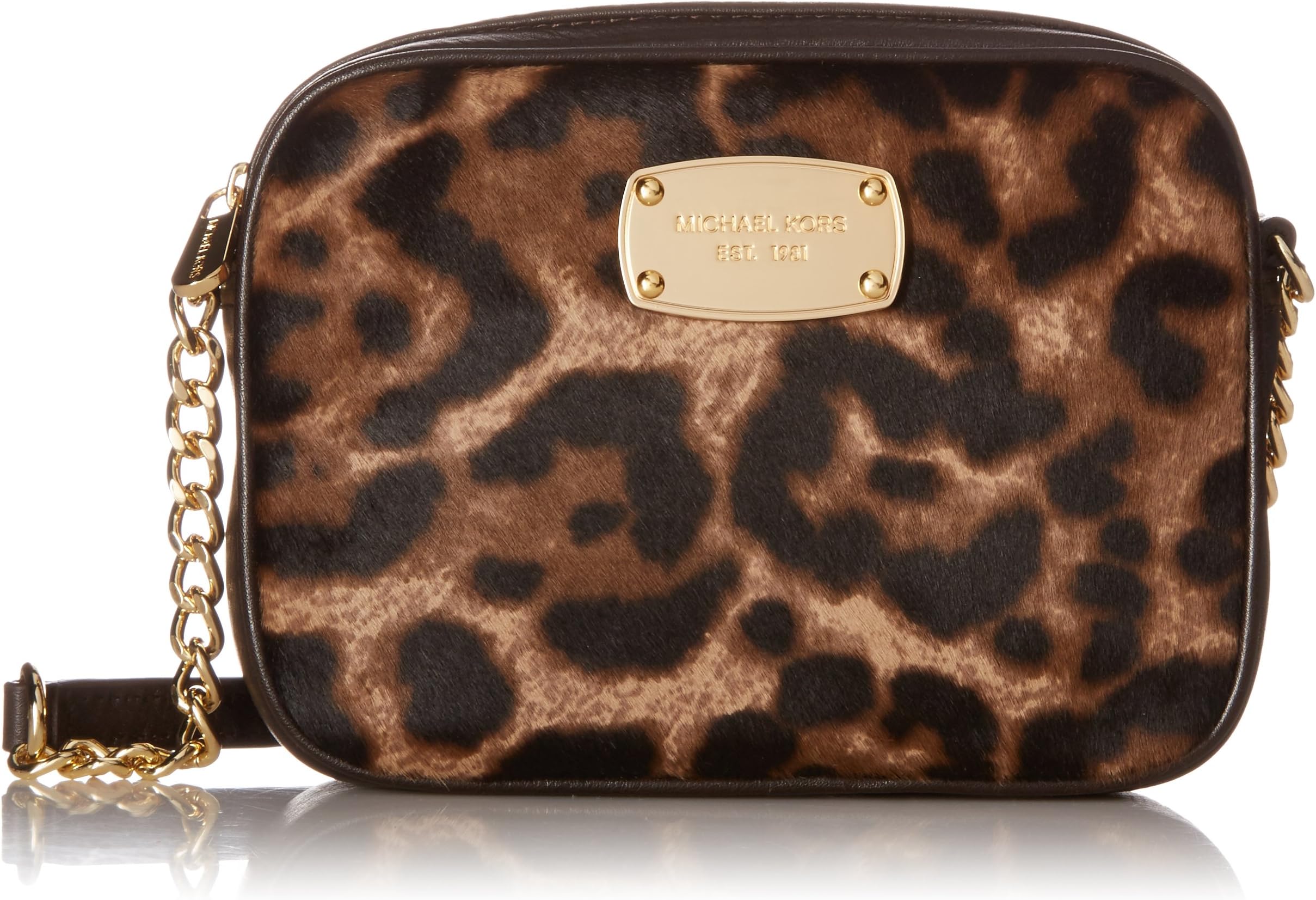 Michael Kors Hamilton Leopard Print Haircalf Small Cross-body Bag