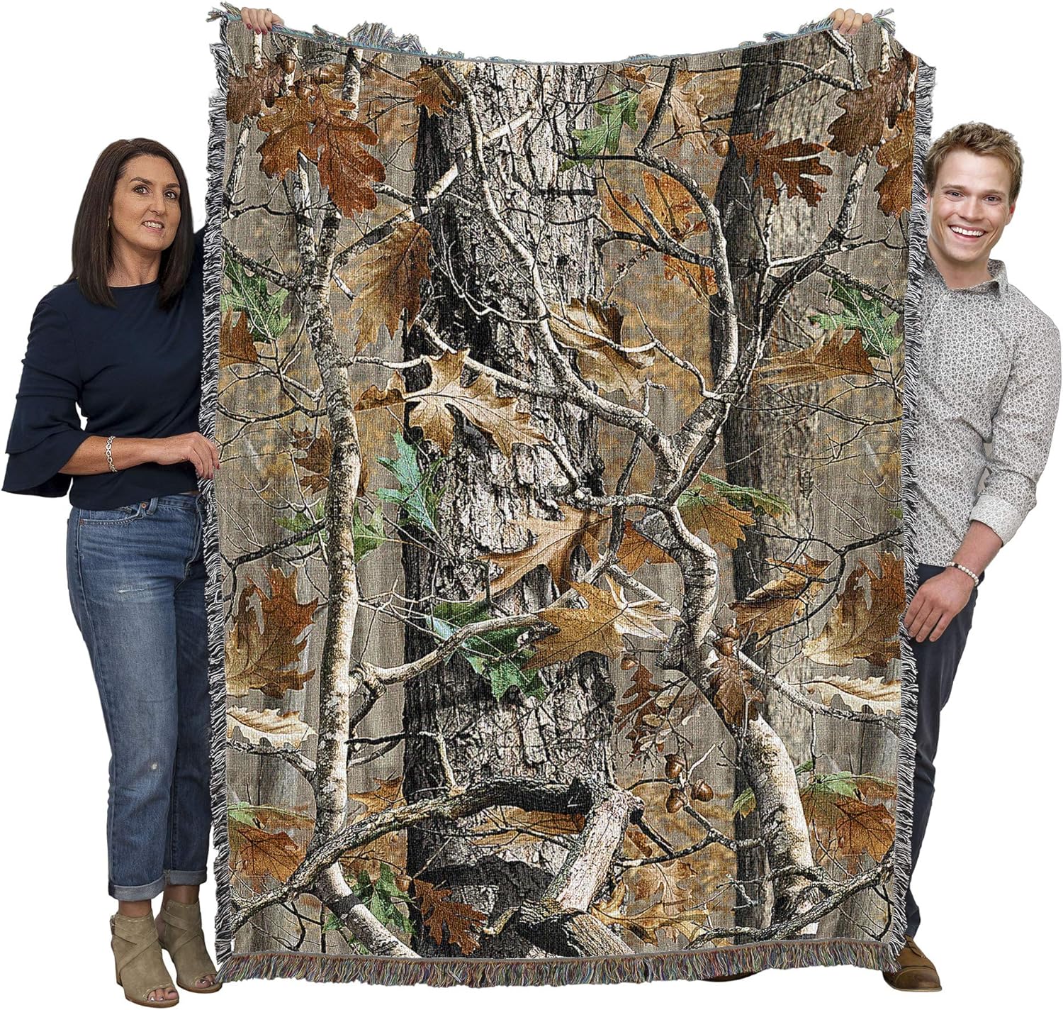Pure Country Weavers Oak Woods Camo Blanket - Lodge Cabin Gift Tapestry Throw Woven from Cotton - Made in The USA (72x54)