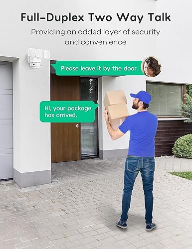 Miniatura 8 de winees Cámara de reflector, cámara de seguridad para exteriores con cable 2K HD de doble objetivo, detección de movimiento panorámica de 180 grados,
