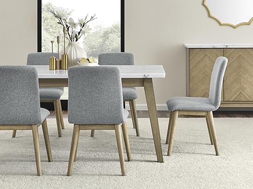 Miniatura 8 de Vida Side - Rubio bruñido, moderno de mediados de siglo, madera dura asiática resistente, diseño ergonómico, tela gris, deslizadores seguros para el