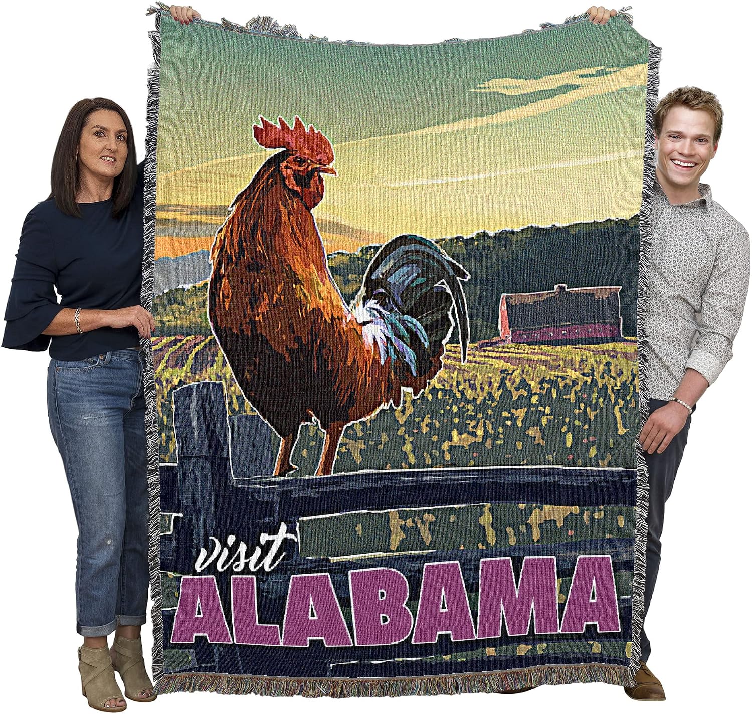 Pure Country Weavers Alabama Poster Blanket by David Owens - Gift Tapestry Throw Woven from Cotton - Made in The USA (72x54)