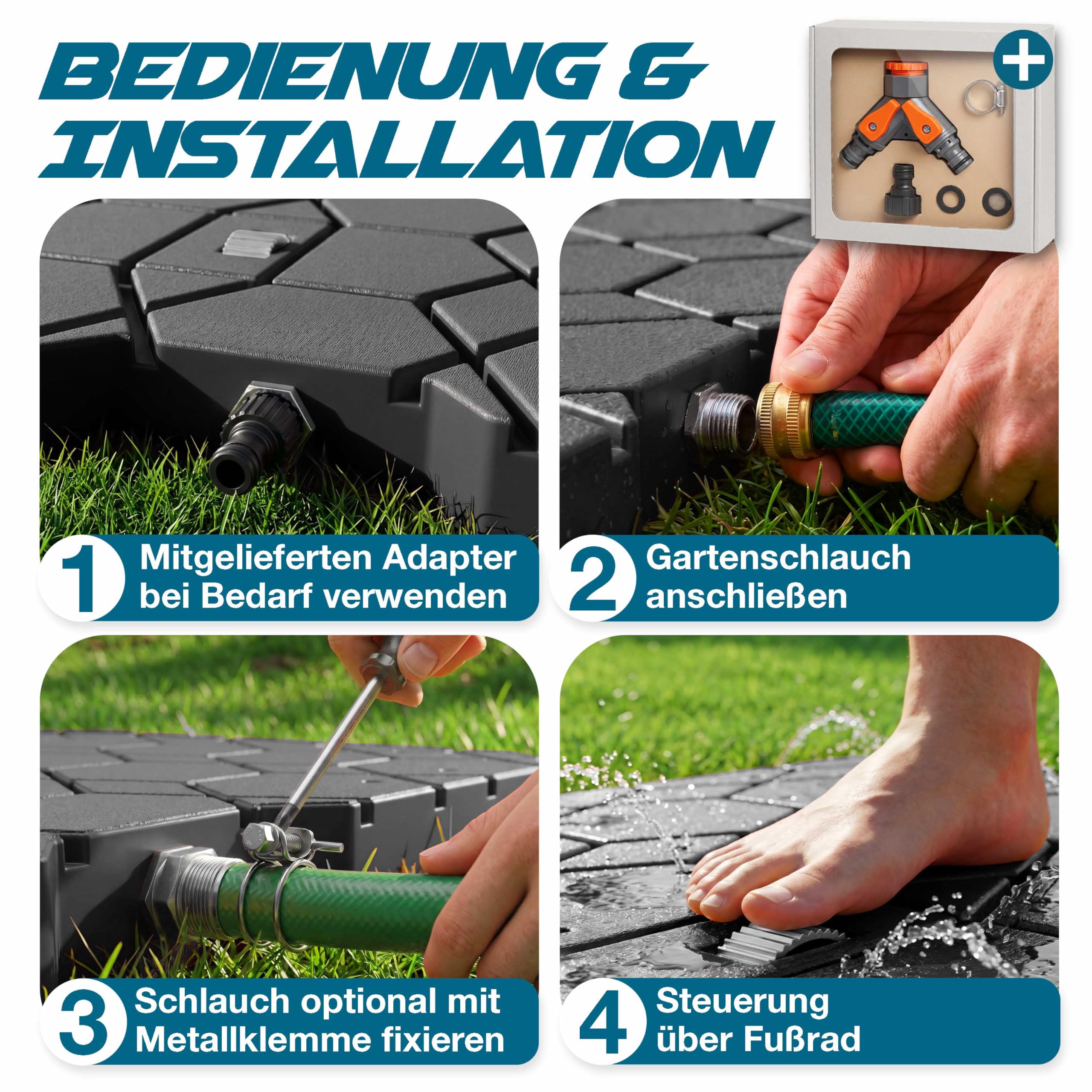 KESSER® Bodendusche Geo Gartendusche, Dusche für alle - Groß, Klein & Vierbeiner, rutschfest, UV- & Wetterfest, Rostfrei & Schimmelresistent, Steuerung über Fußrad, Inklusive Zubehör, Anthrazit