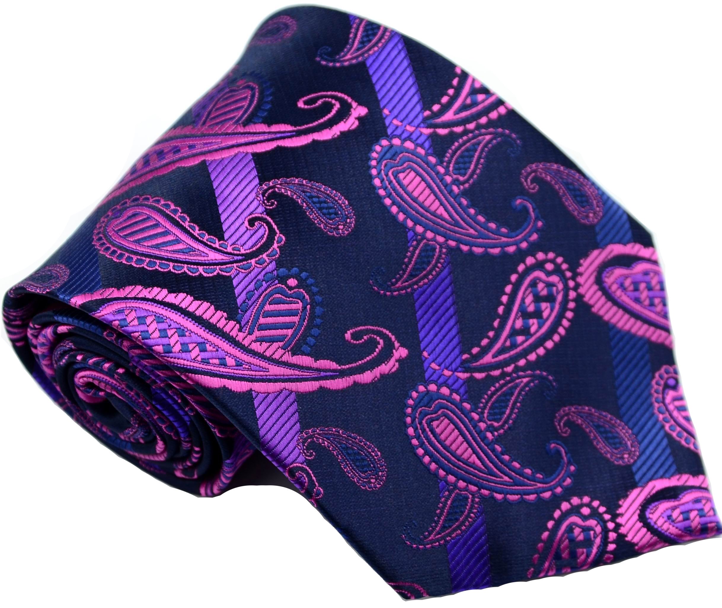 Cravate Homme 100% Soie - Motif Piments Bleu Foncé, Rouge Et Jaune Par ROSE