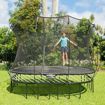Springfree Trampoline Springless Square Backyard Trampoline with Enclosure for Kids - 11ft or 13ft Sizes & Optional Add-On Attachments & Accessories
