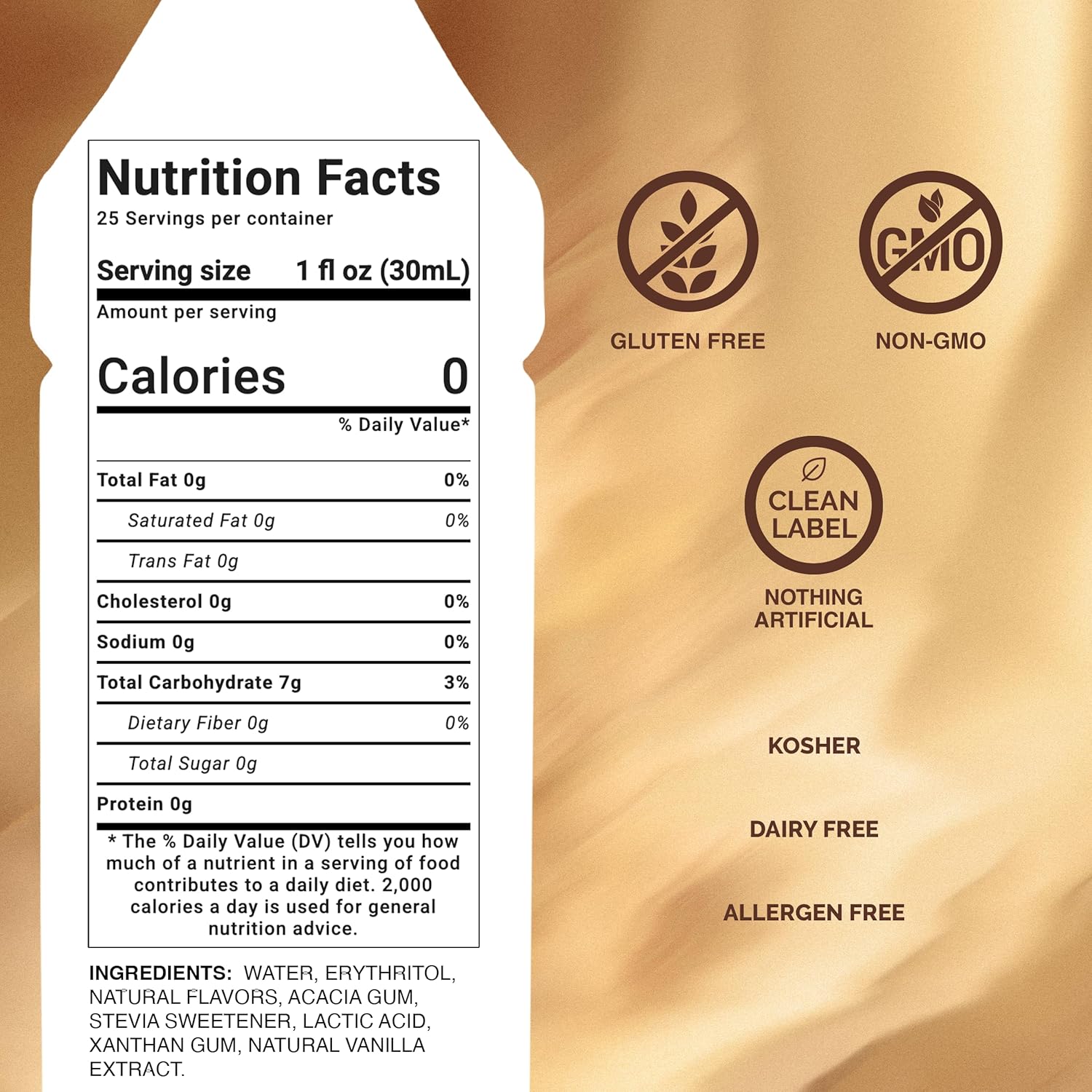 Monin Vanilla Zero Calorie Natural Flavoring, 750 ml bottle