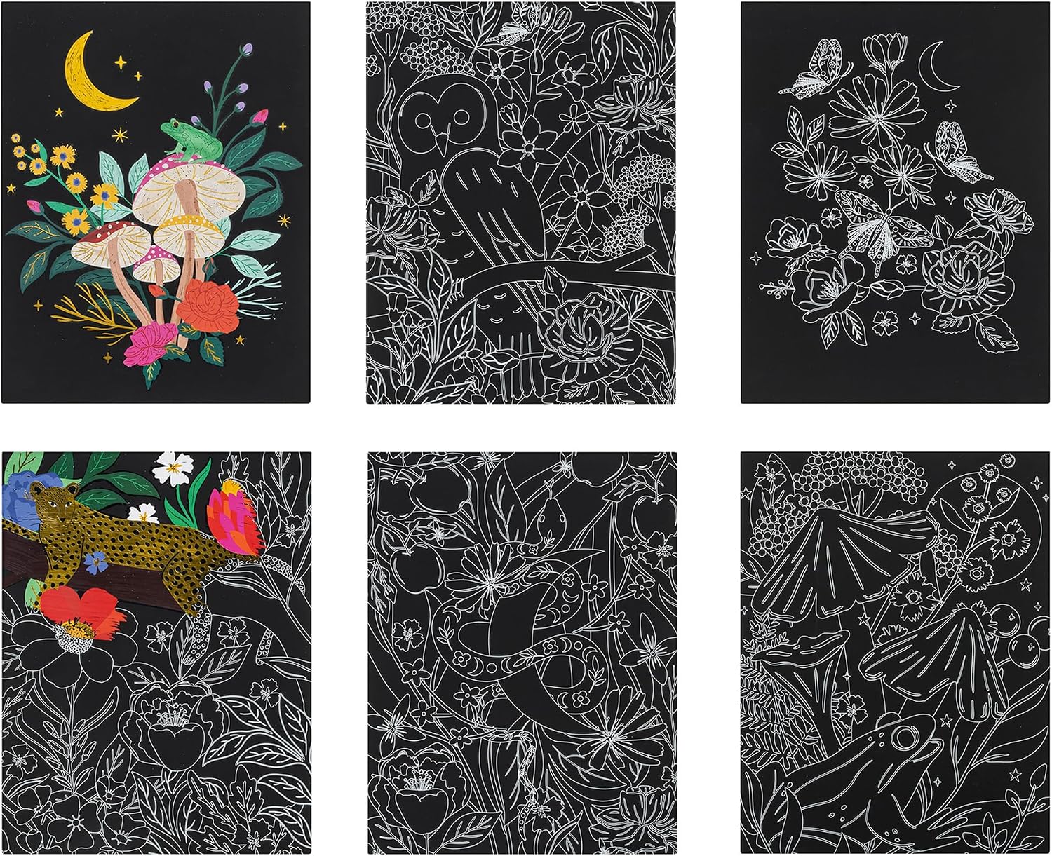 Brea Reese: Scratch Art Kit - Mythical Animals - 6 Designs, Metallic Guided Art, Dual-Tip Stylus & Brush, Easy-to-Frame 9x12 Pages, Adult Craft Kit