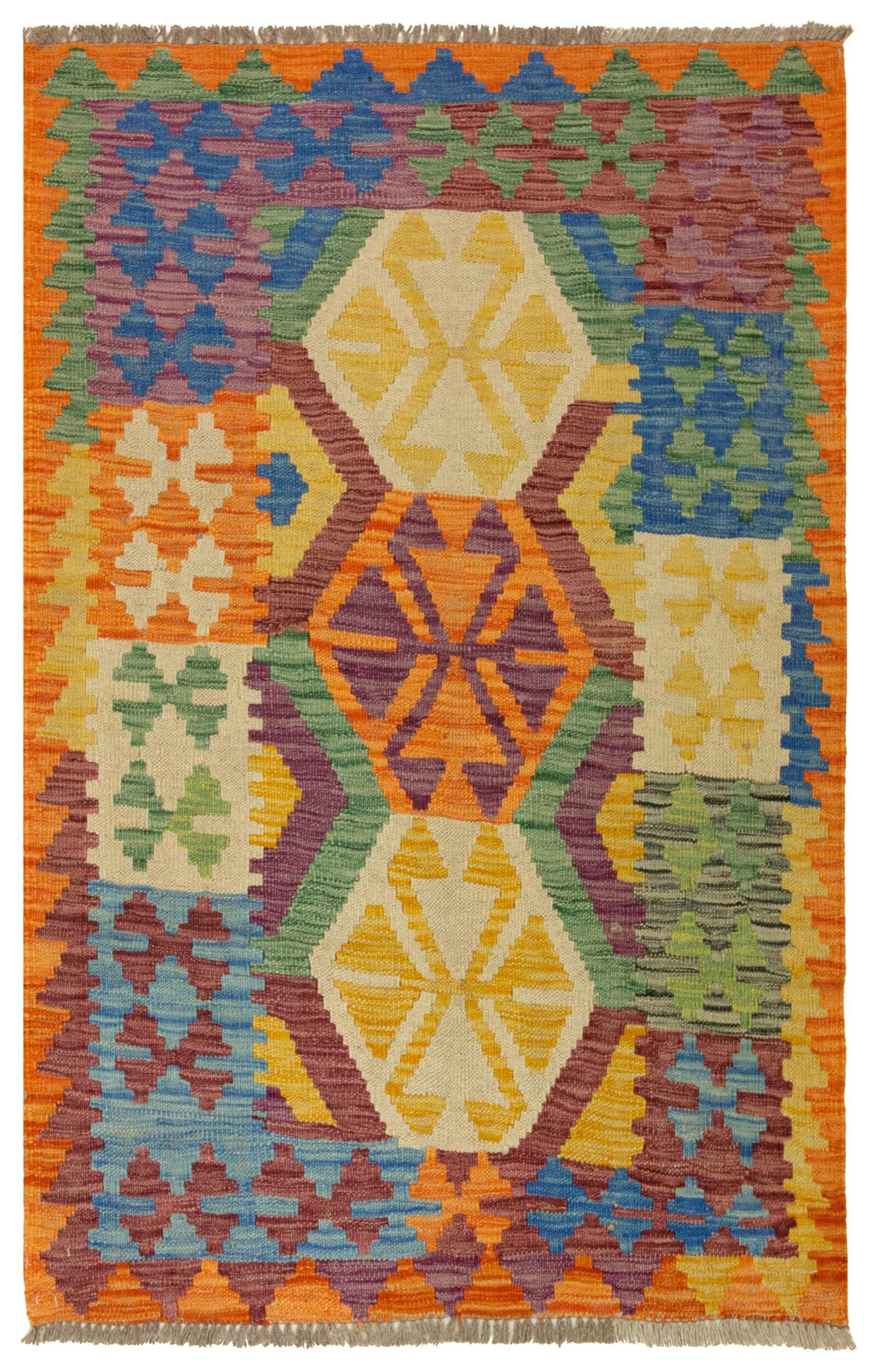 Tapis Kilim 100 % laine 151 x 95 cm, fait à la main, pièce unique de style Herat Boho multicolore, tissu plat, tapis d'entrée et chambre