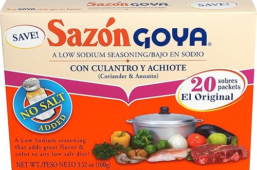 Vista 7 de Goya Foods Sazón condimento con cilantro y anatto, sin sal añadida, 6.33 onzas (paquete de 15) el embalaje puede variar