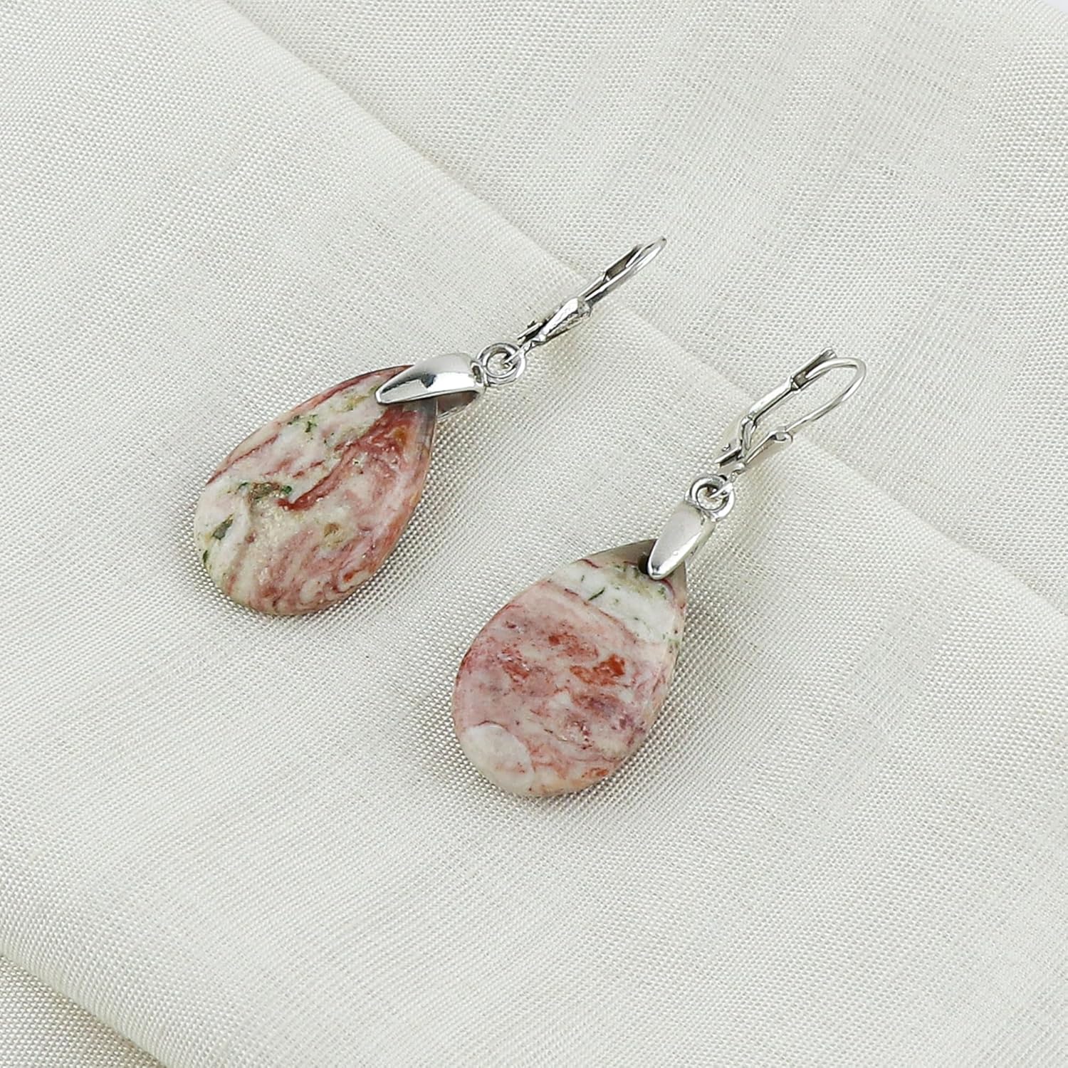 Natural Obsidian Gemstones Dainty Earrings, 925 Sterling Silver, Handmade, Bohemian, Cabochon Dangle Earrings, Birthstone, Obsidian Jewelry, Bridal Earrings for Women - Image 2