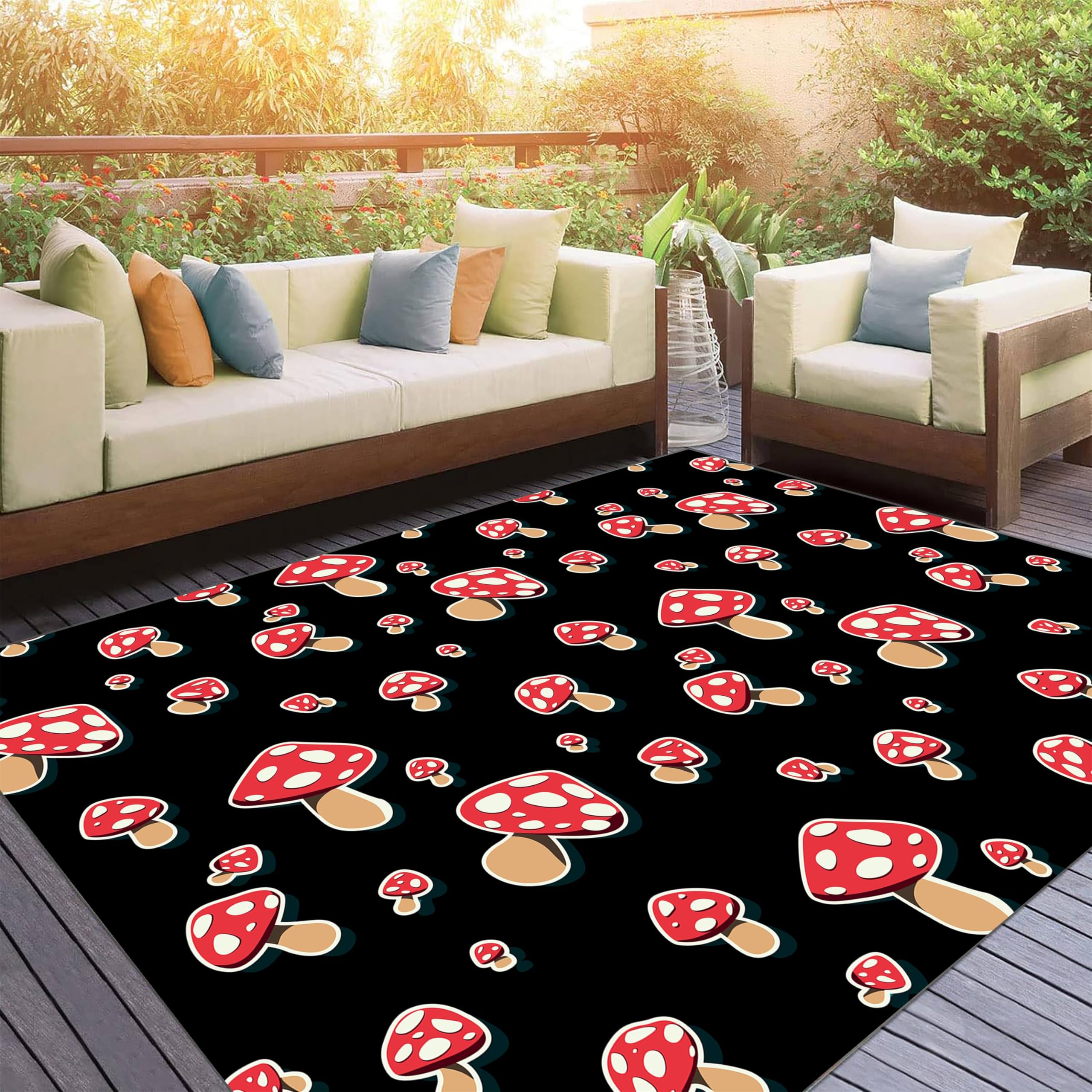 Rugsjwaizj Cute Non-Slip Red Mushroom Rug - Cartoon Mario Print Soft Washable Area Living Room Nursery Boys Girls Bedroom Decor Black Kids Tufted