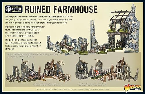Vista 2 de WarLord Bolt Action Ruined Farmhouse 1:56 WWII - Kit de modelo de diorama militar de guerra de diorama de plástico, pequeño