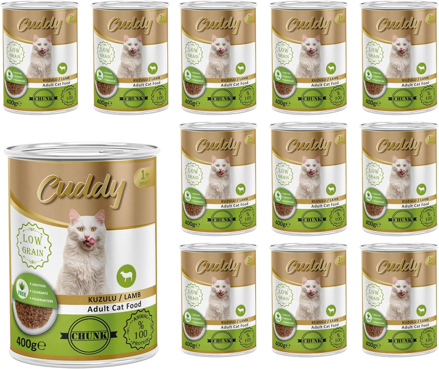 Cuddy Yetişkin Kedi Kuzulu ve Jöleli Konserve Mama 400 Gr x 12 adet