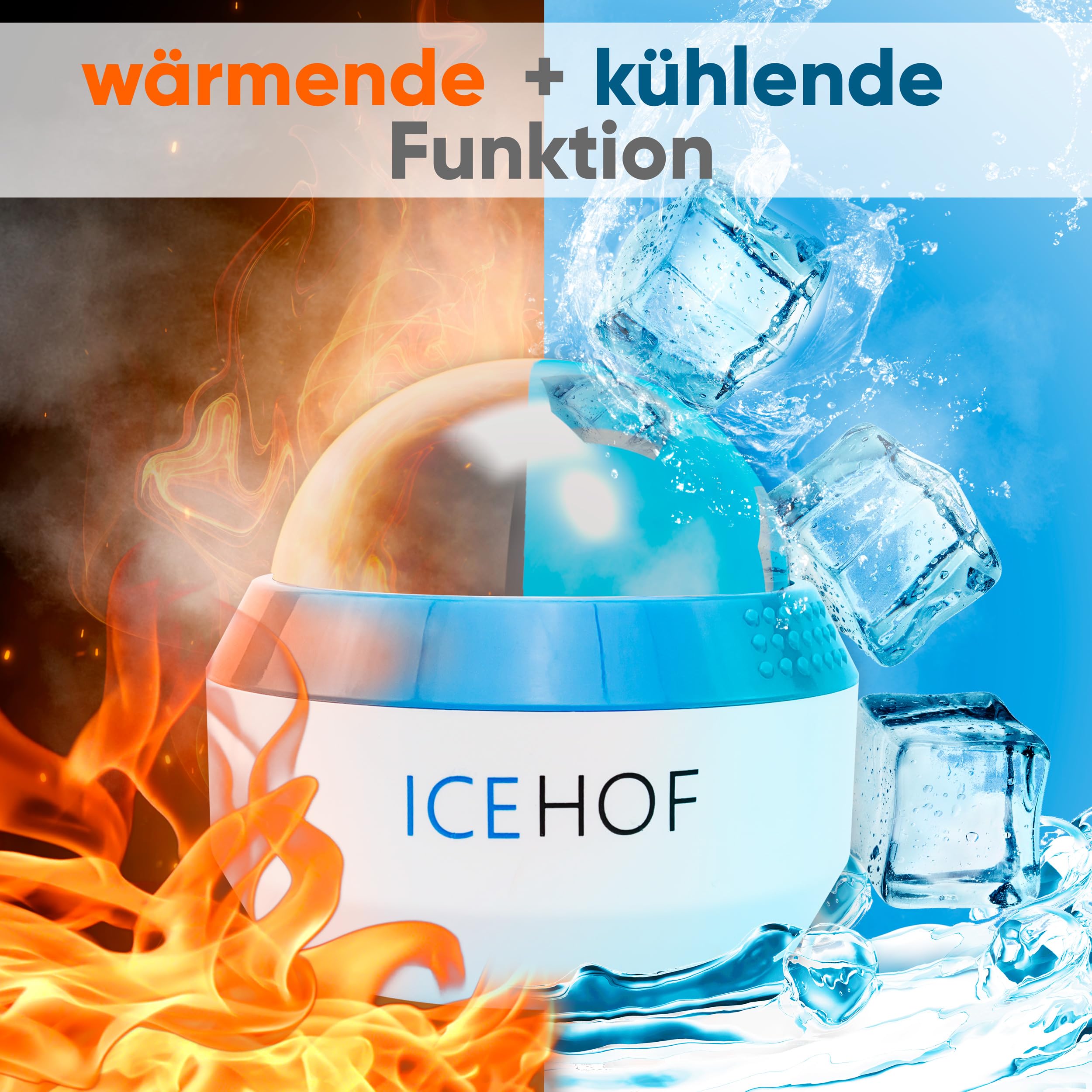 ICEHOF Bola de masaje con enfriamiento - Bola de masaje para fascia - Rodillo facial, en todo el cuerpo con gel refrescante - funciones de masaje y enfriamiento o calentamiento