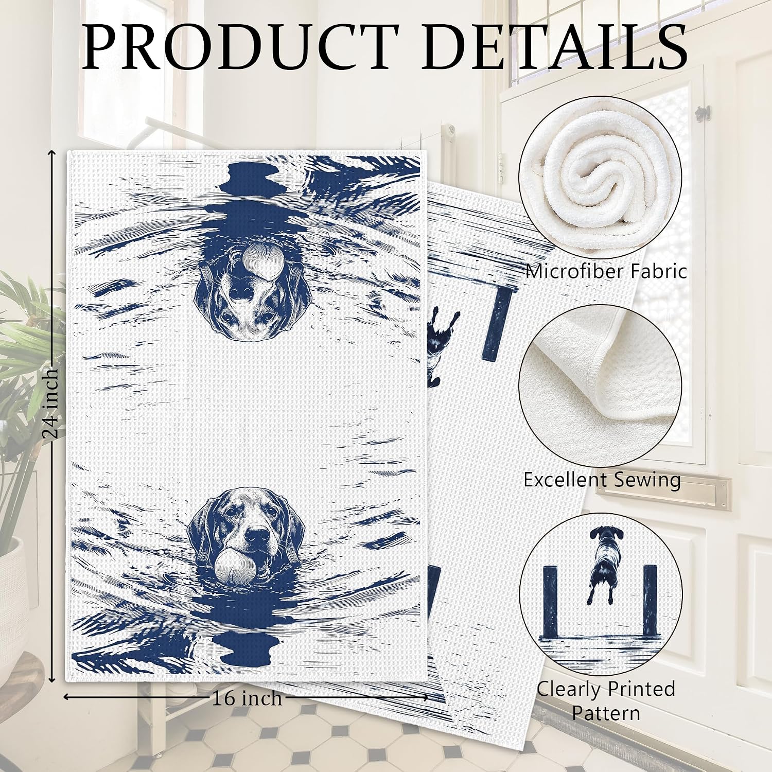 Dachshund Lake House Kitchen Decor Dish Tea Towels, Gifts for Dog Lovers image 3