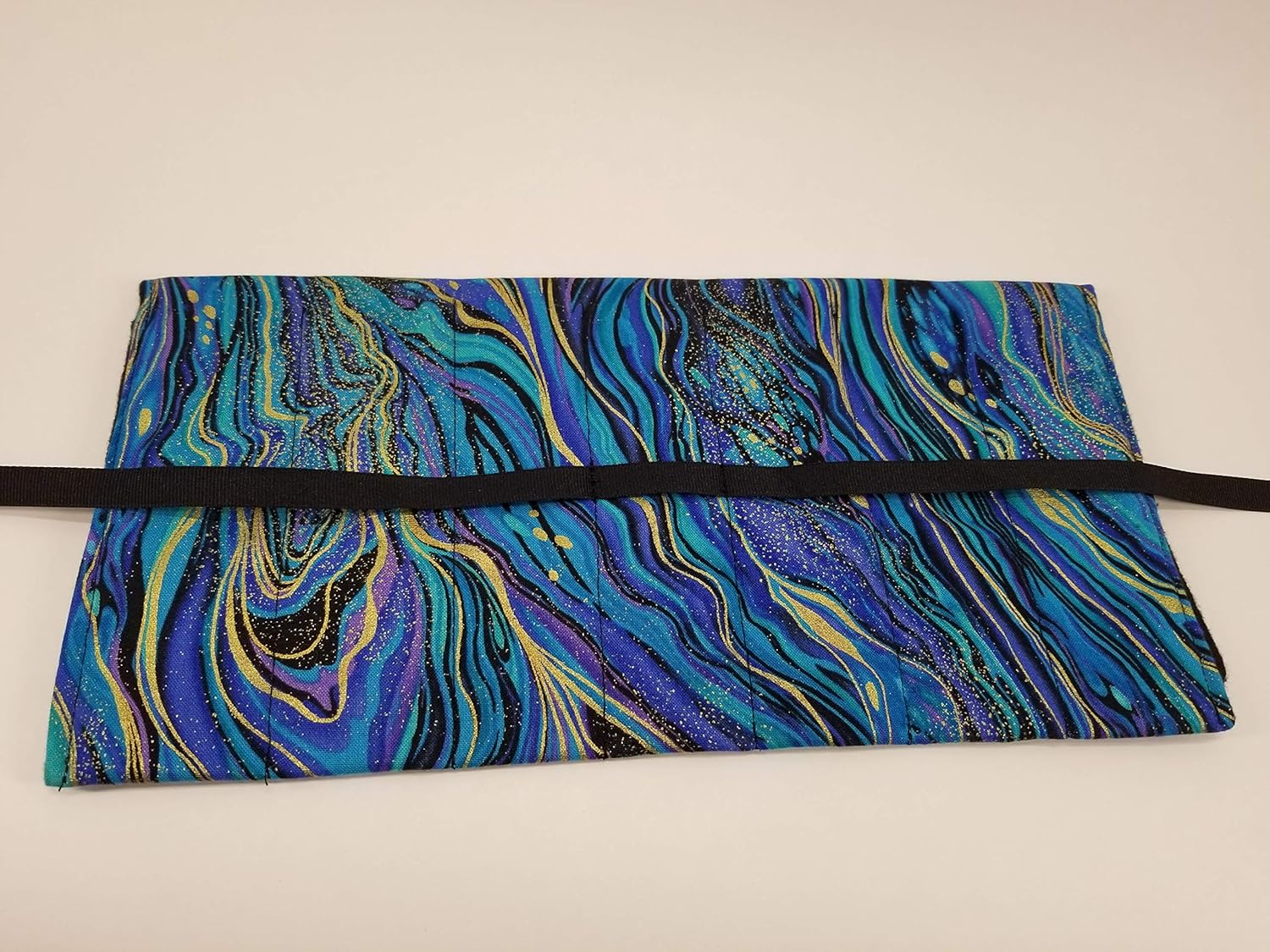 Blue and Purple with Gold Waves Straight Edge Razor Storage