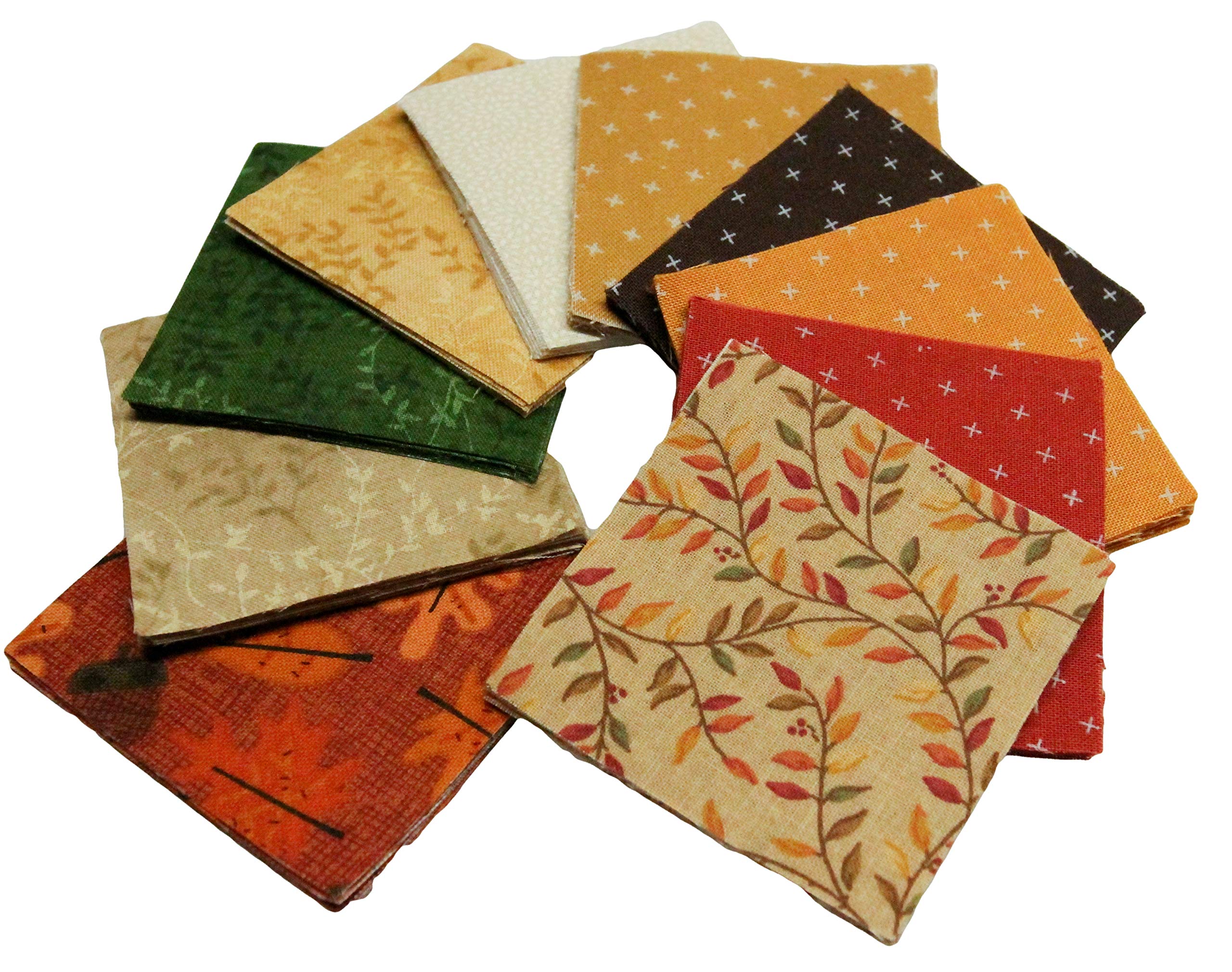 2.5-Inch' Mini Charm Pack, Die Cut Quilting Squares, 100 Cotton for Quilting, Fabric Bundle (Autumn (100)), Assorted