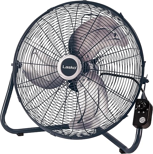 Lasko Ventilador de alta velocidad con montaje rápido para uso en suelo o pared, 3 potentes velocidades para garaje, tienda, ático, 20 pulgadas,