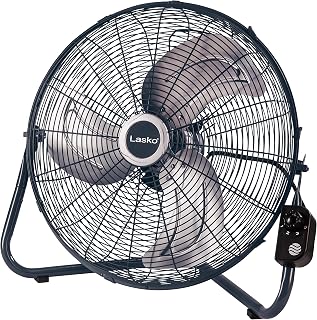 Lasko High Velocity Fan with QuickMount for Floor or Wall Mount Use, 3 Powerful Speeds for Garage, Shop, Attic, 20", Silver/Black, H20610