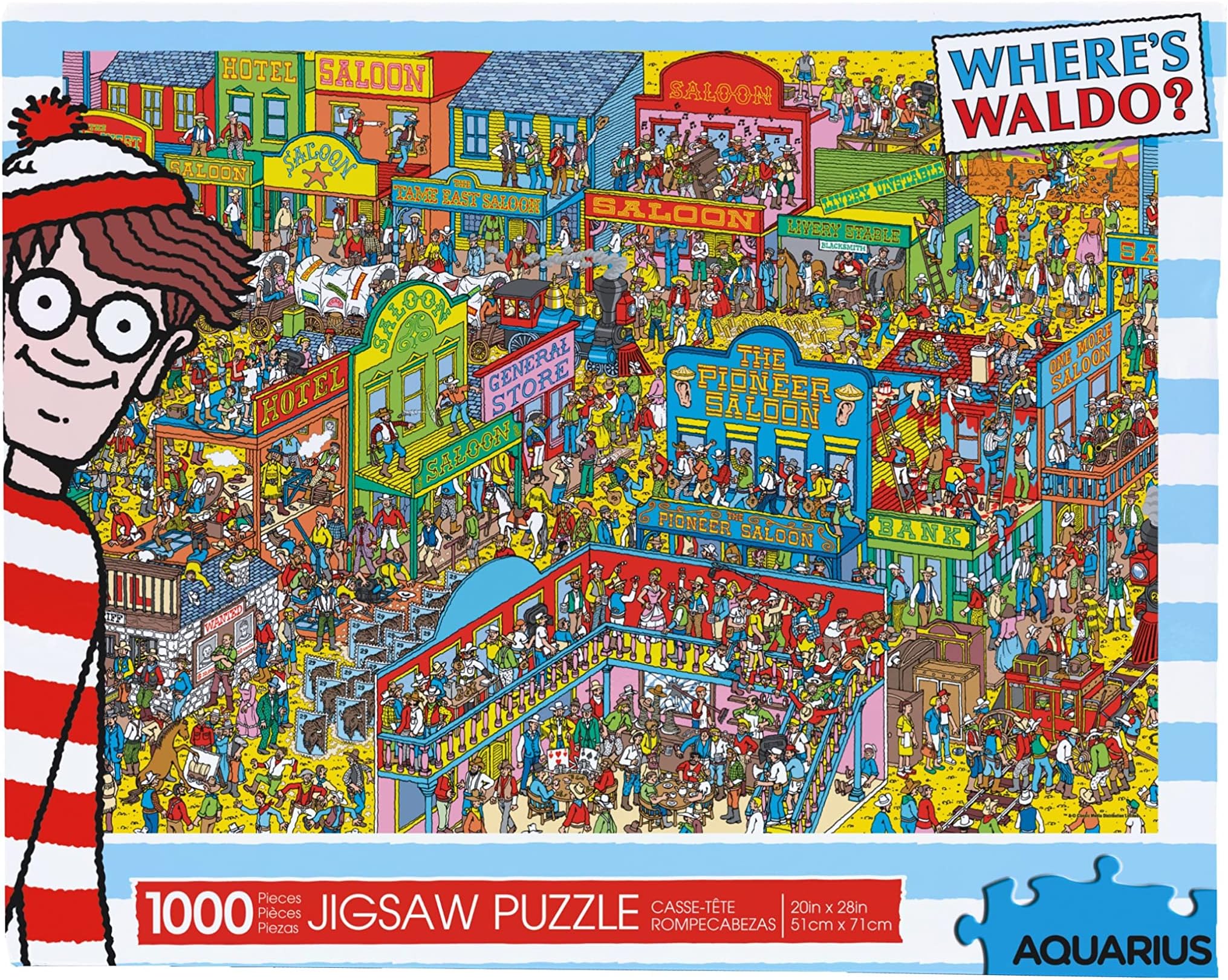 Aquarius Where's Waldo Wild Wild West Puzzle (1000 Piece Jigsaw Puzzle) - Glare Free - Precision Fit - Officially Licensed Where's Waldo Merchandise & Collectibles - 20 x 28 Inches