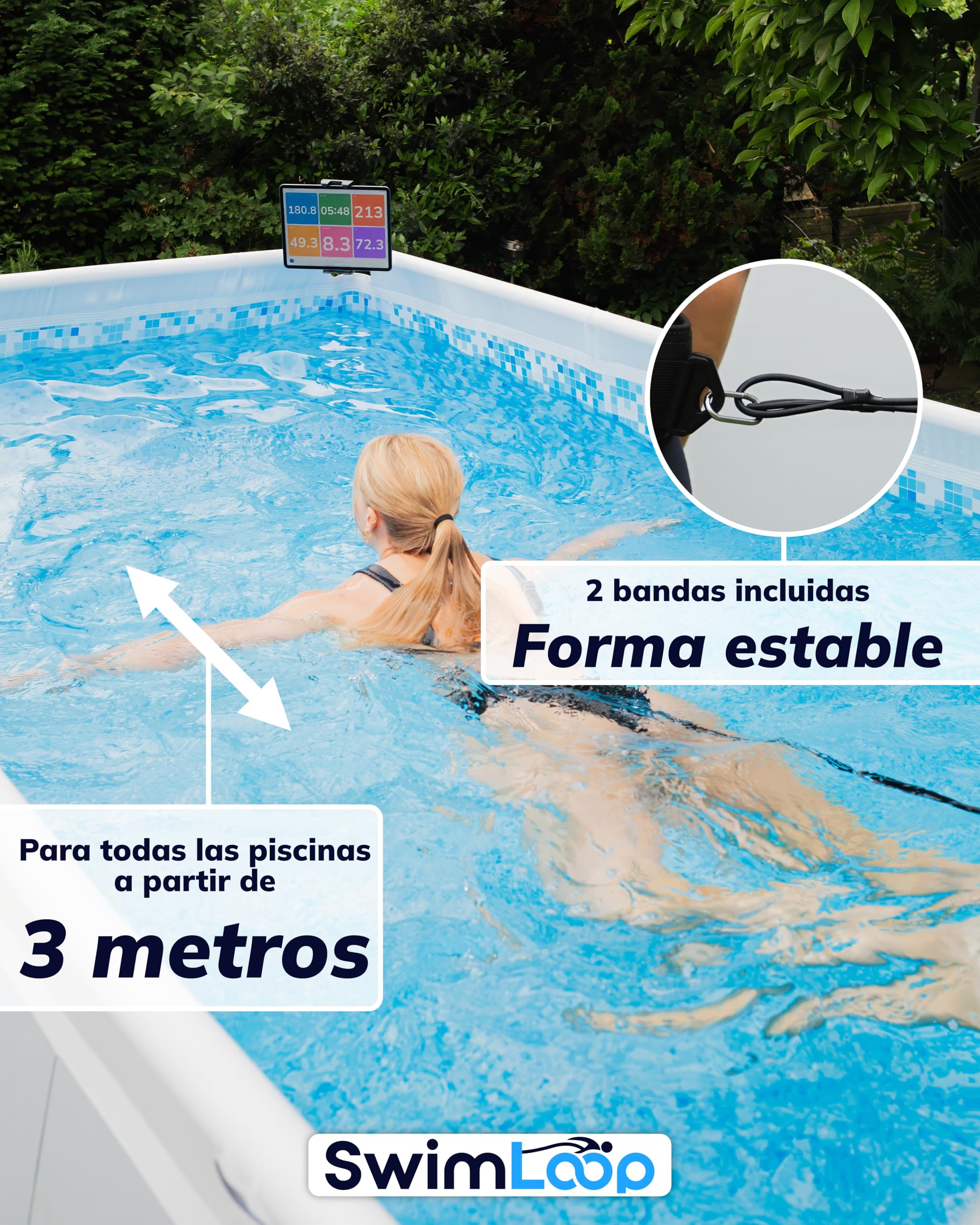 Cinturón de natación: entrenador de natación para el hogar, entrenamiento de resistencia, natación estacionaria, banda de natación como alternativa al sistema de contracorriente