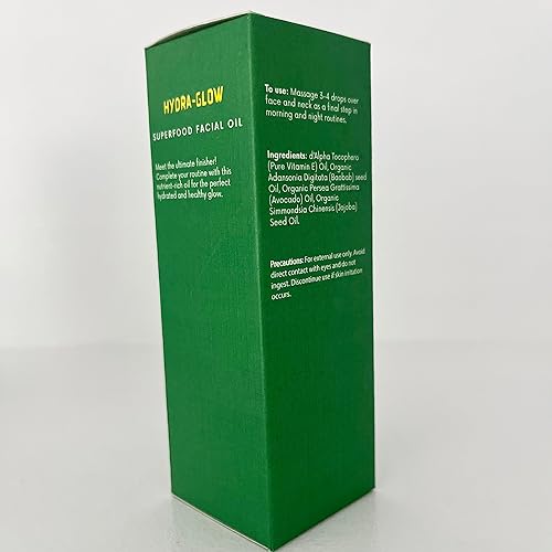 Miniatura 4 de Hydra-Glow Superfood - Aceite facial para suavizar la piel, rico en nutrientes, sin fragancia, ligero, aceites de vitamina E, baobab, aguacate y