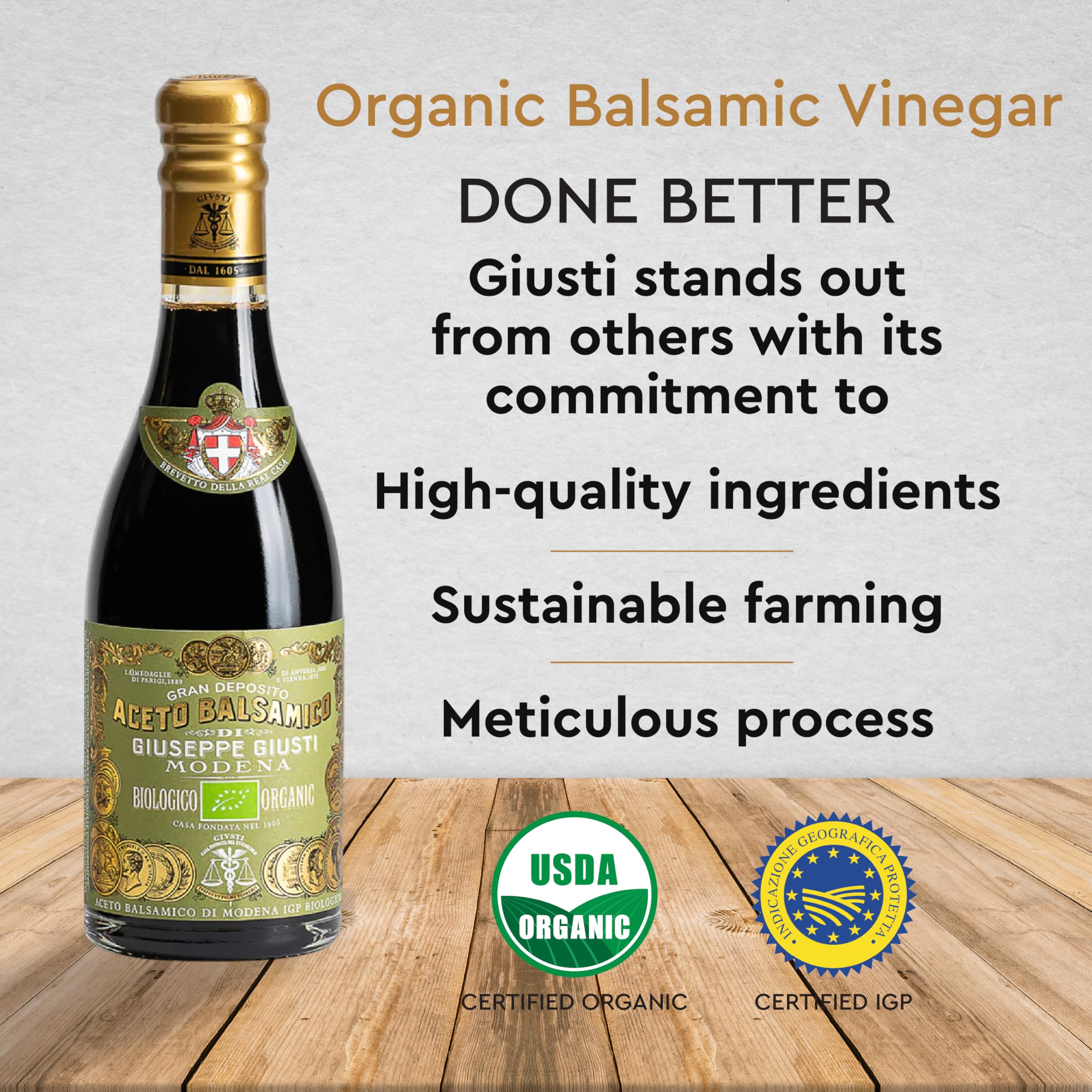 Vinagre Balsámico de Módena IGP Biológico 3 Medallas de Oro 250 ml