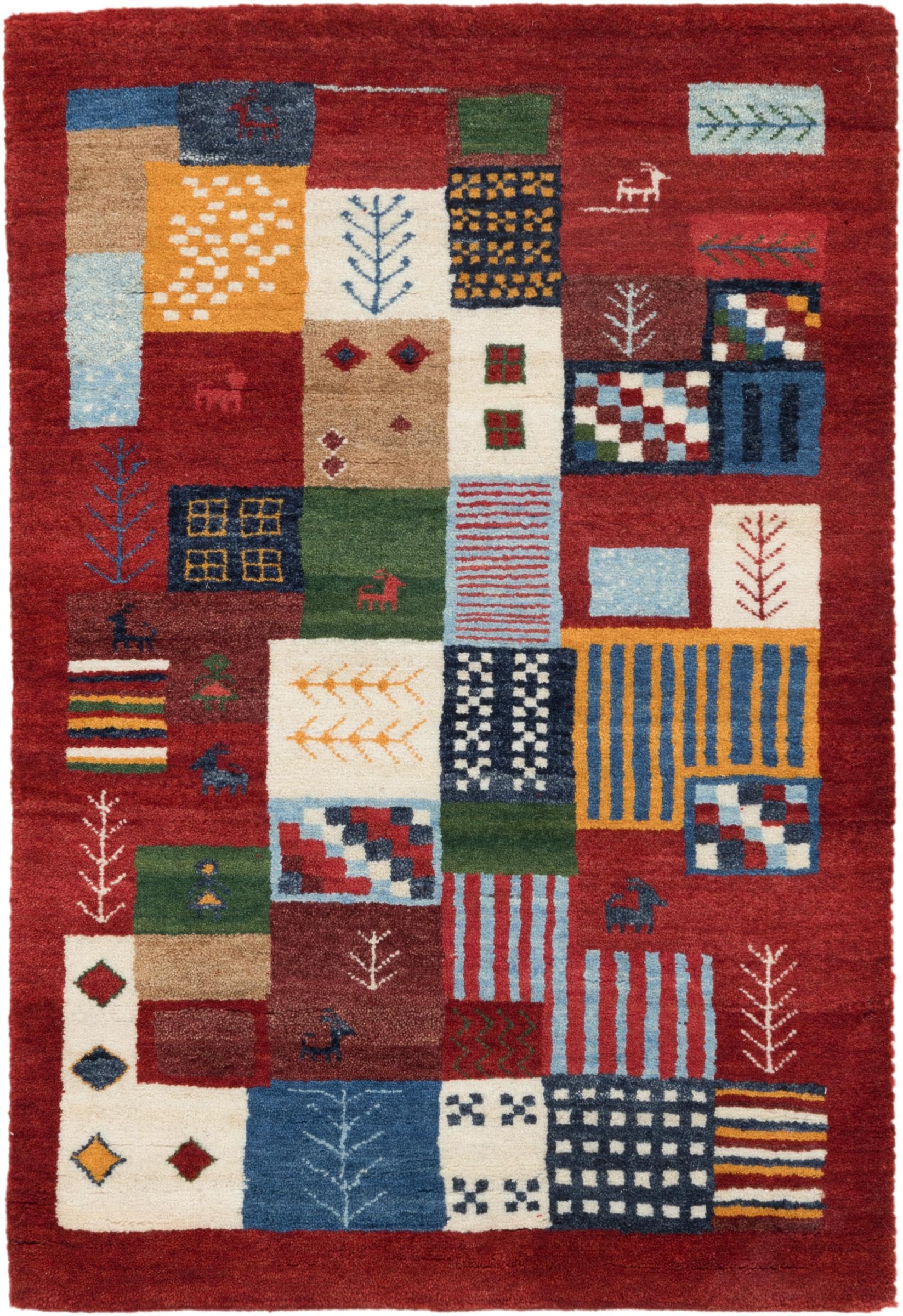 Tapis d'Orient moderne Gabbeh Loribaft en laine pour une descente de lit cosy