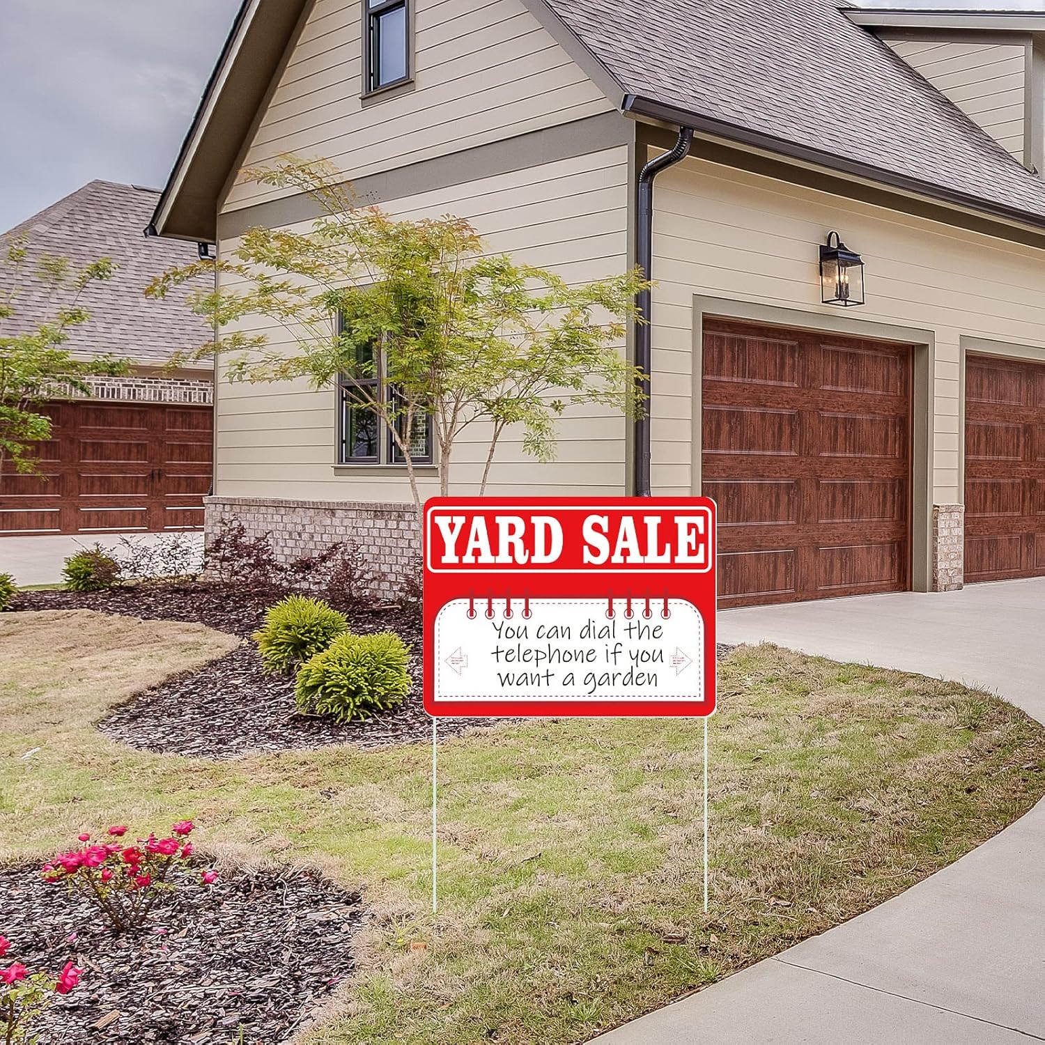Ferraycle 12 Pack Yard Sale Signs with Stakes 16'' x 12'' High Visibility Garage Estate Sale Signs Weatherproof for Garage House Business or Personal Use(Red)