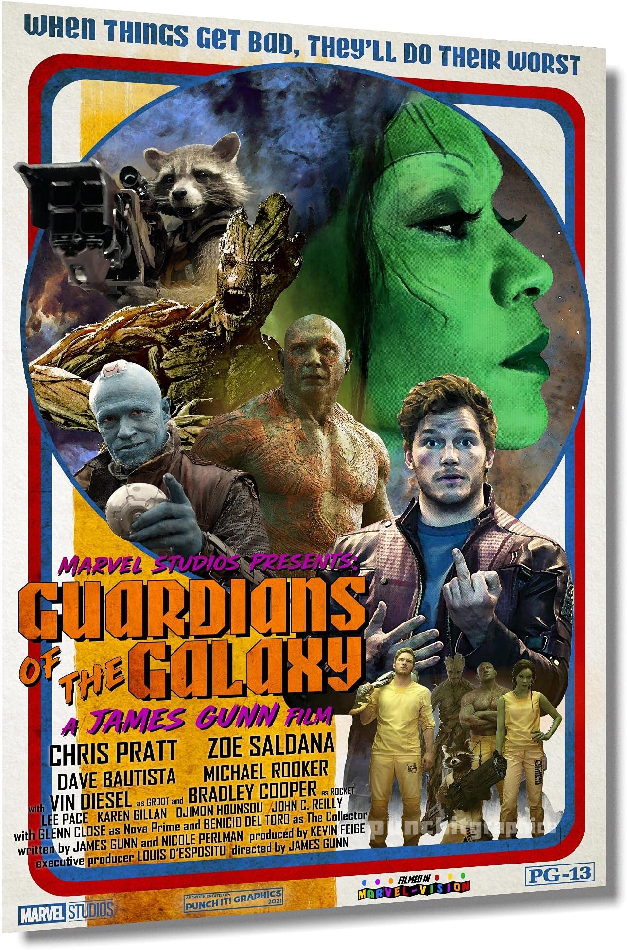 Guardians of the Galaxy Retro Inspired Original Art Print 11x17 (11x17)