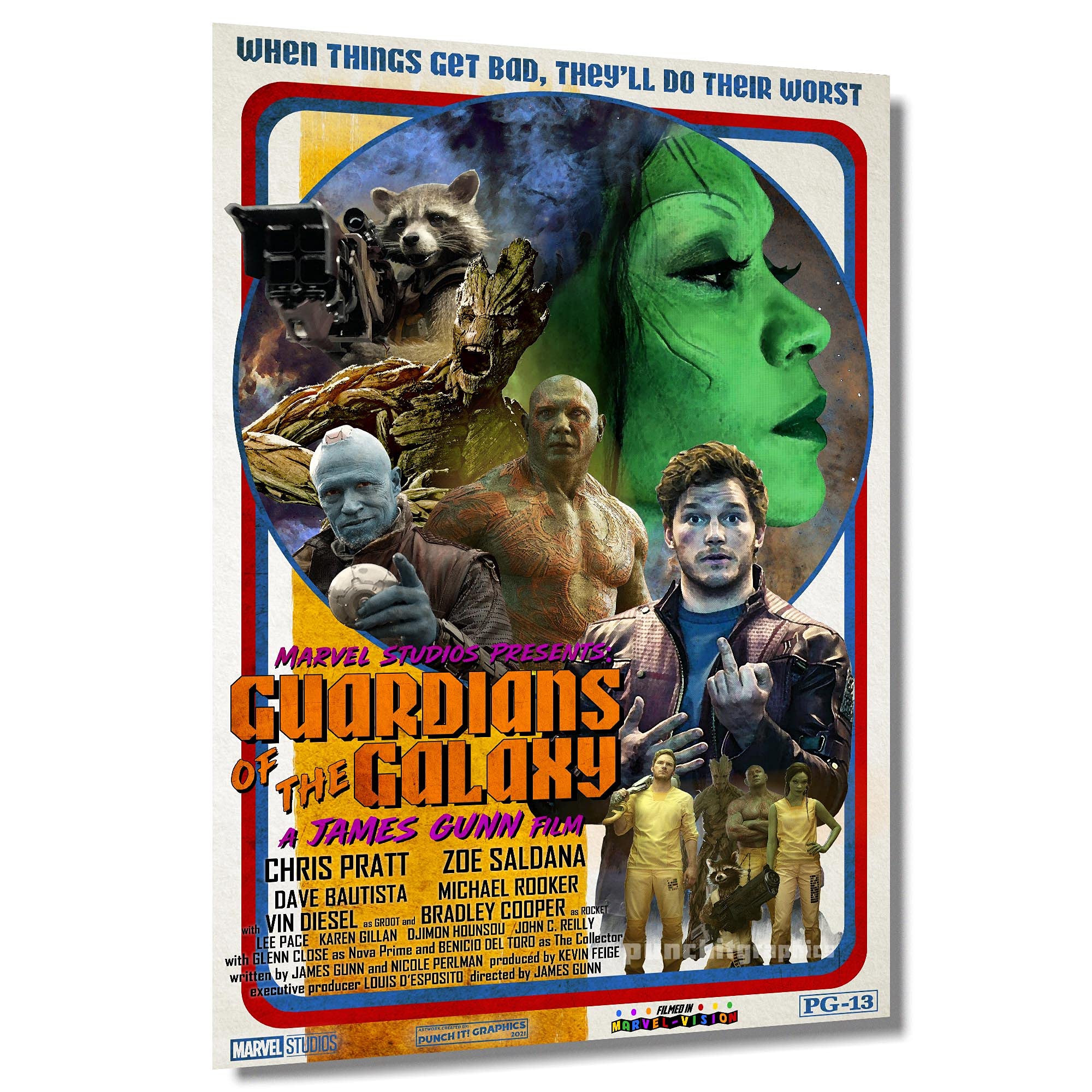 Guardians of the Galaxy Retro Inspired Original Art Print 11x17 (11x17)