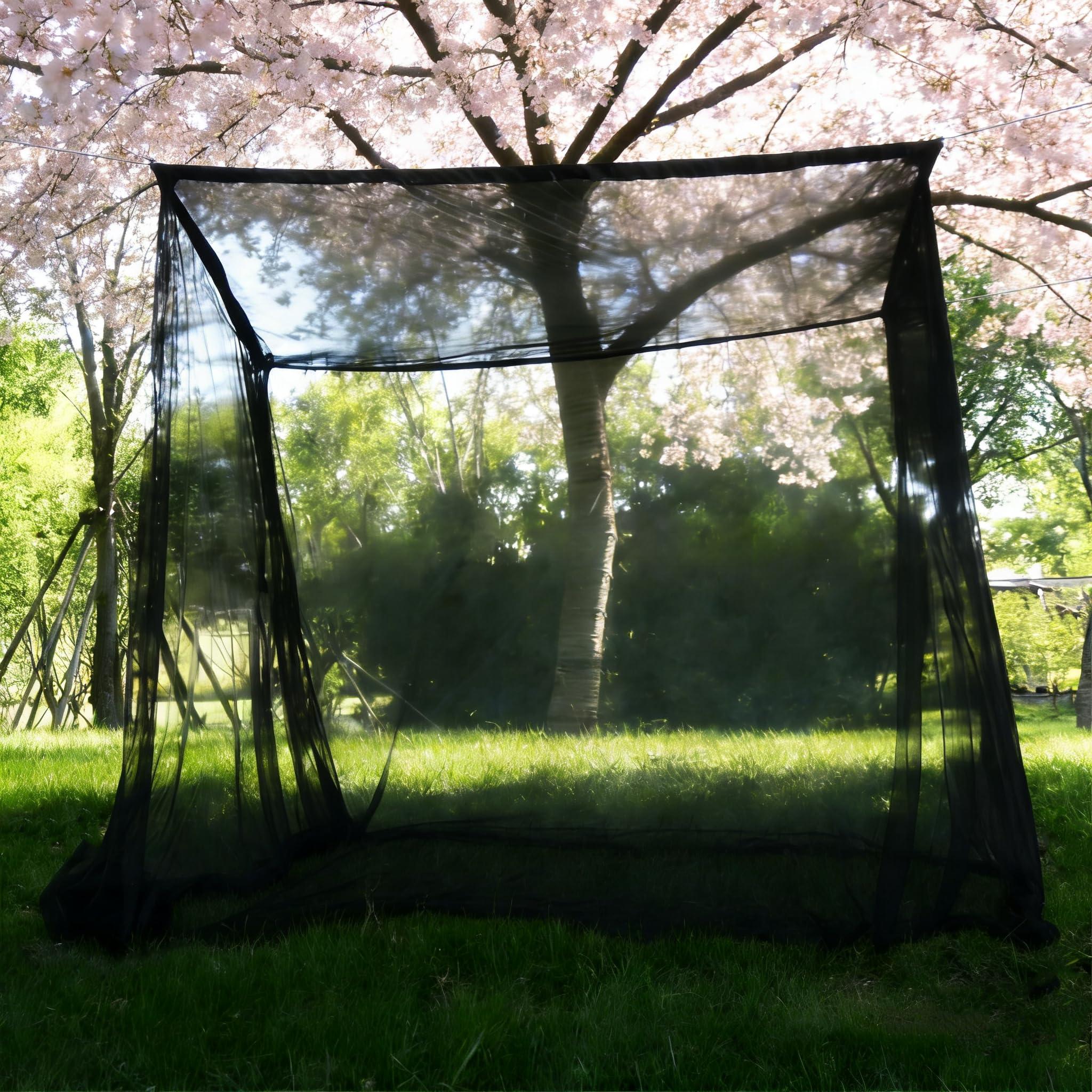 Bed Canopy with LED Star Lights, Black Canopy Bed Curtain with RGB Color Changing String Lights with Smart App Control Remote for Princess Girls Bedroom, Suggested for Twin Full Queen King Bed