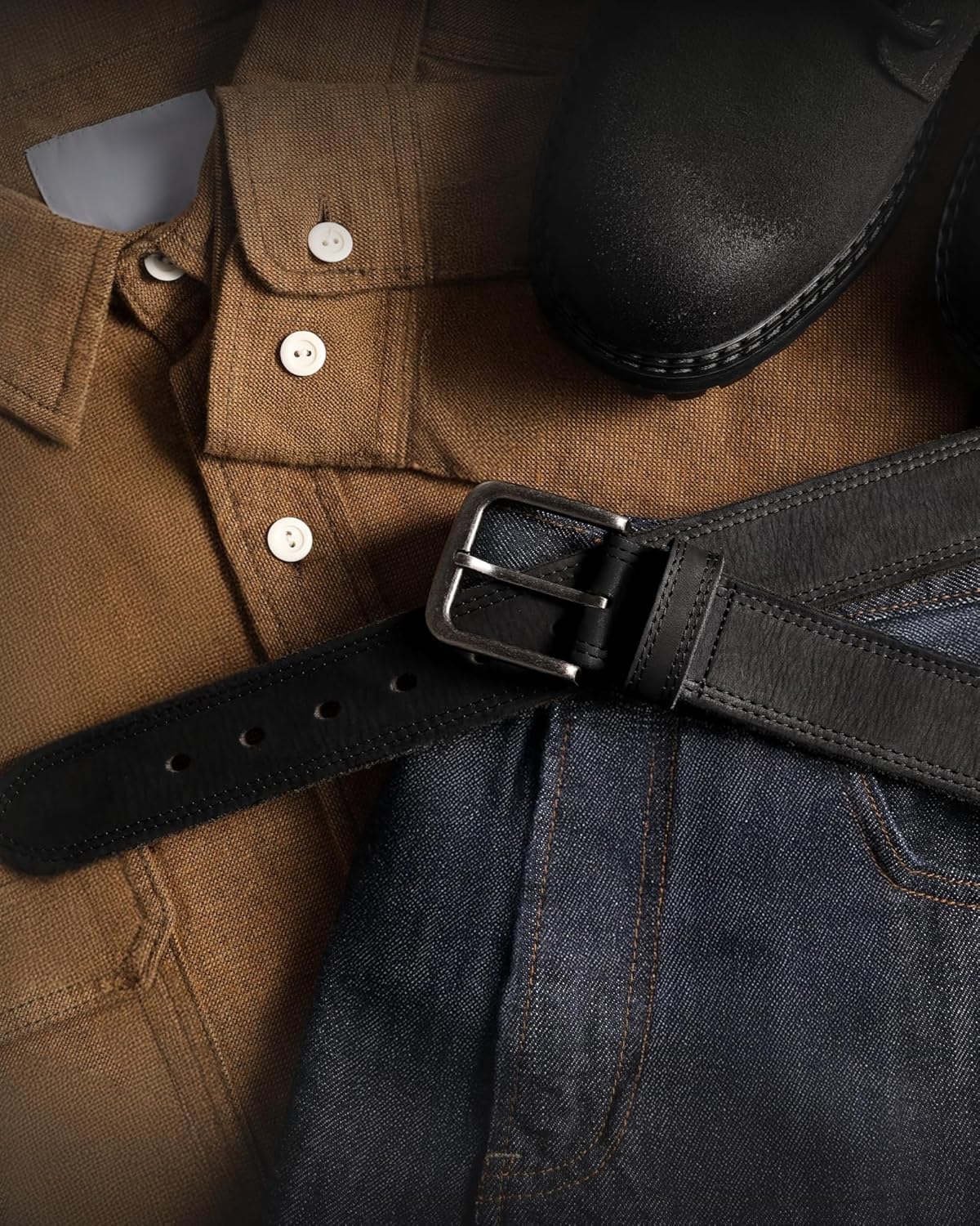 CHAOREN Full Grain Leather Belt for Men – Heavy Duty Work Belt for Jeans & Pants - Image 4