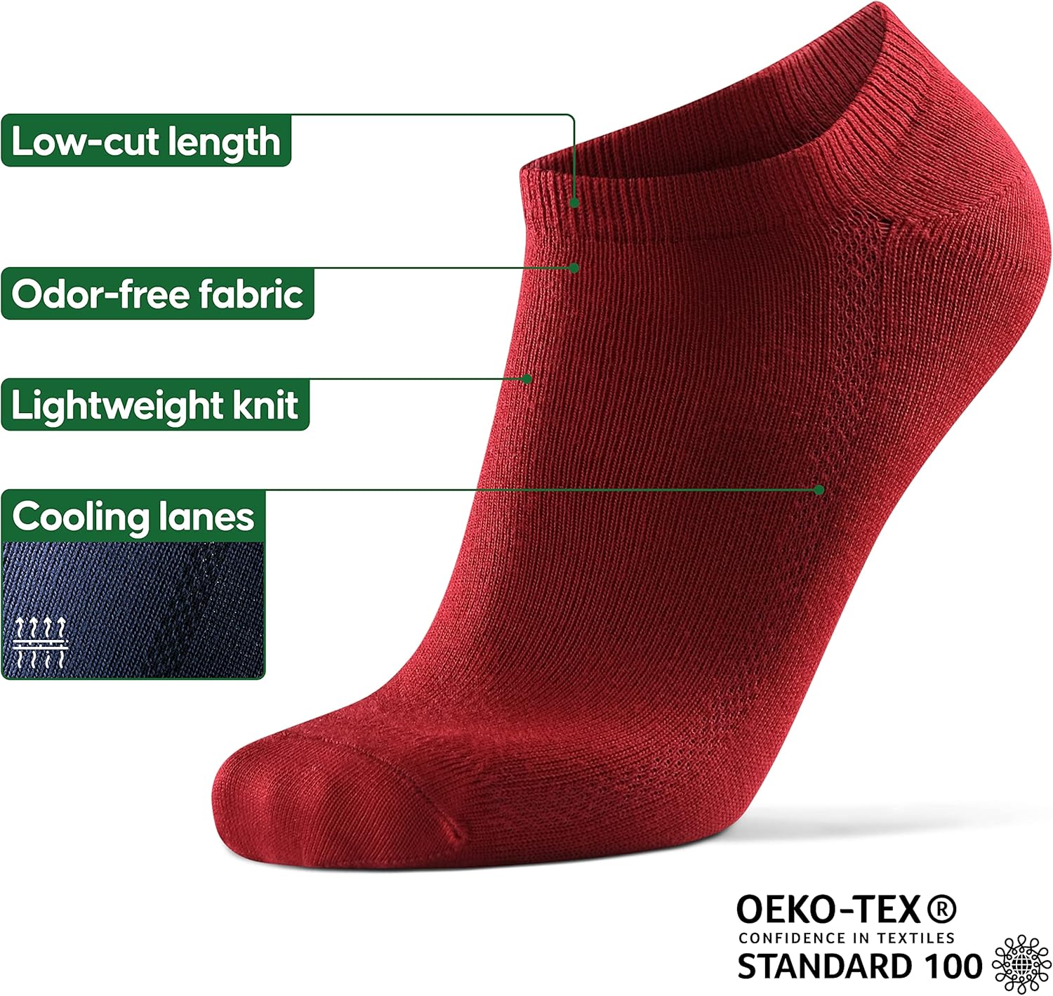 DANISH ENDURANCE Low-Cut Bamboo Viscose Ankle Socks for Men & Women, 6-Pack - Image 3